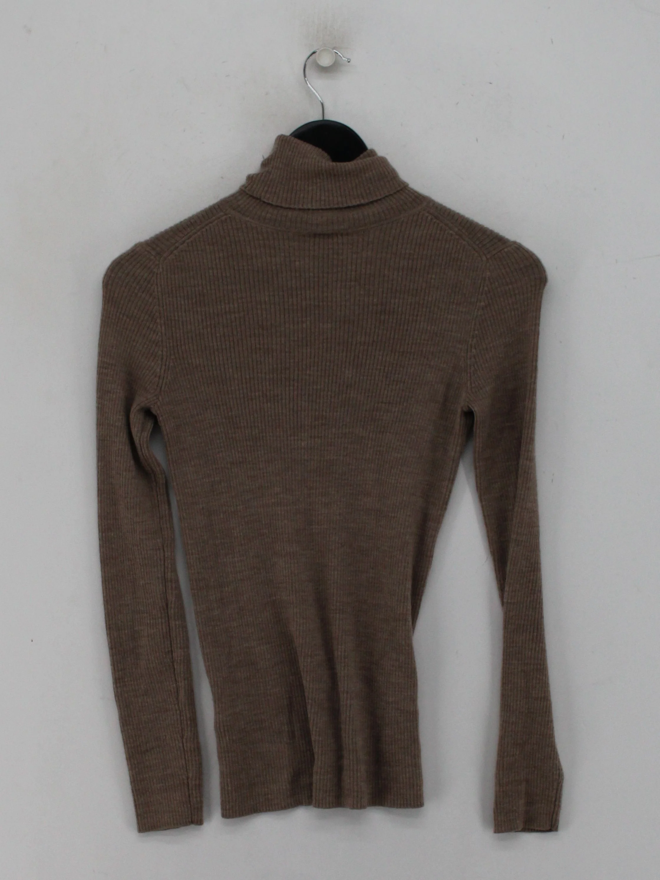 Uniqlo Women's Jumper UK 8 Brown 100% Wool Roll Neck Pullover - Image 2