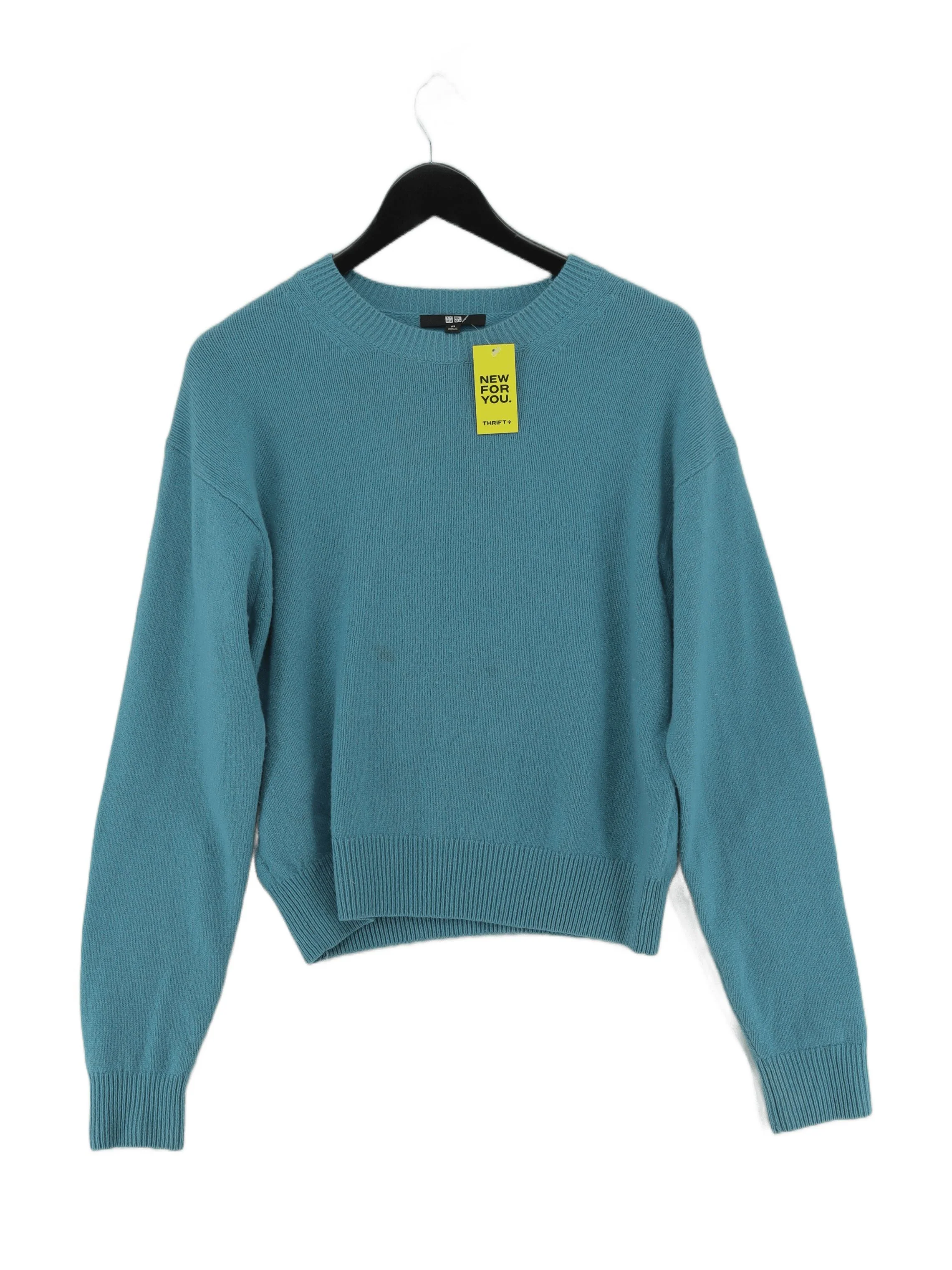 Uniqlo Women's Jumper XS Blue 100% Wool Crew Neck Pullover