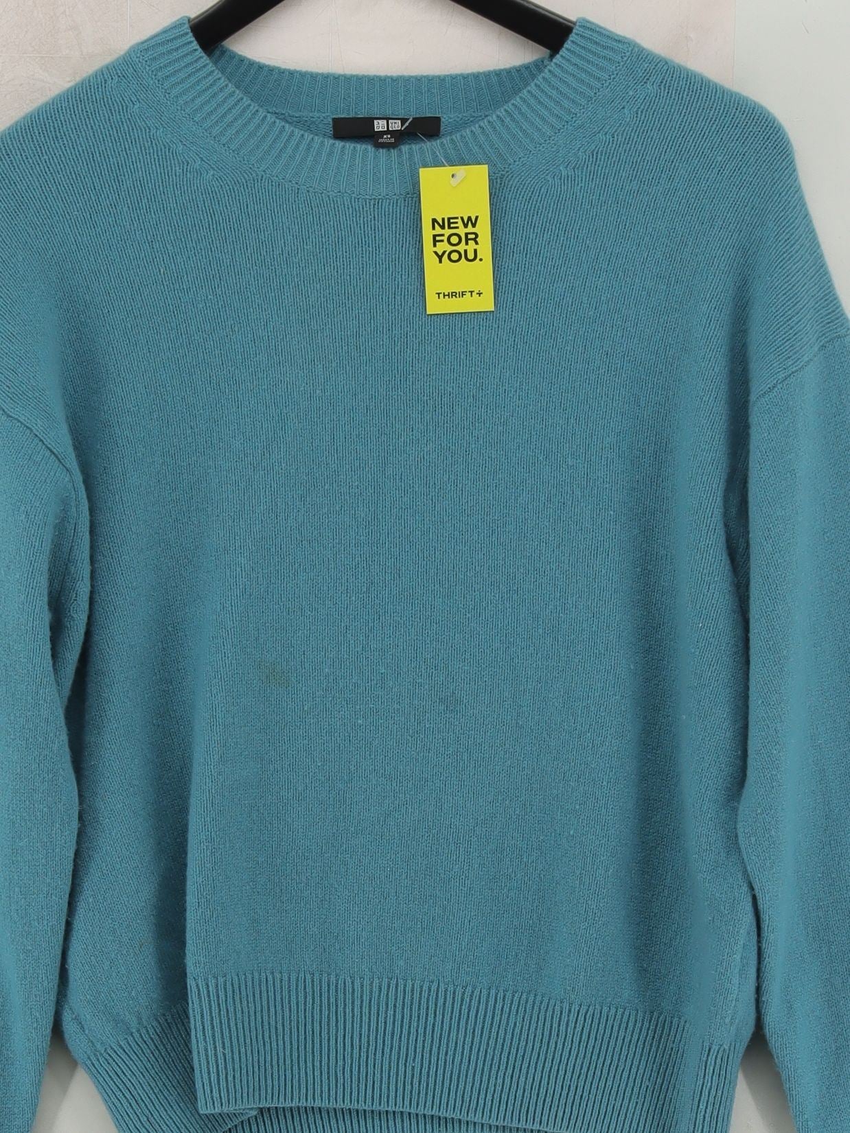 Uniqlo Women's Jumper XS Blue 100% Wool Crew Neck Pullover - Image 3