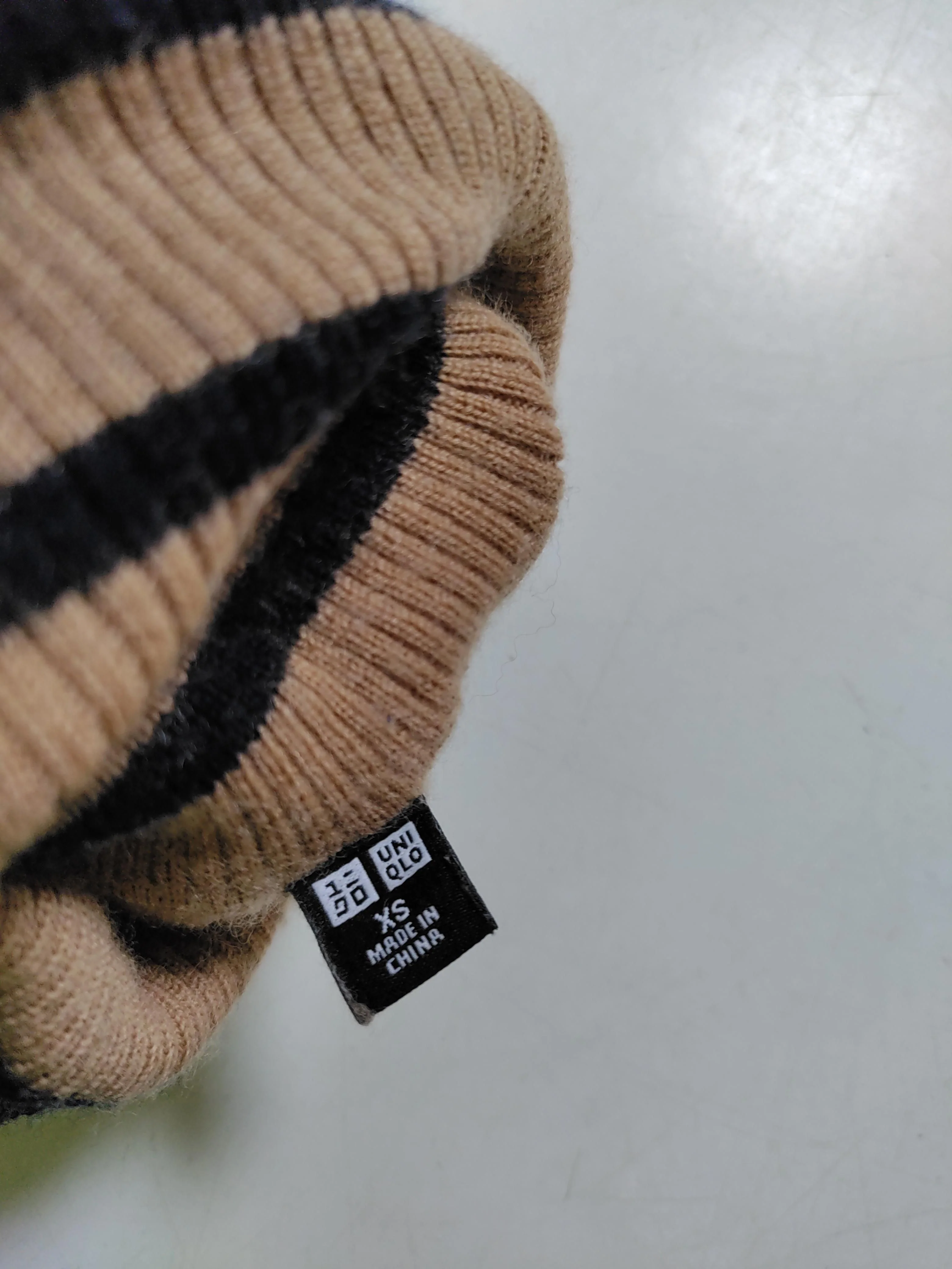 Uniqlo Women's Jumper XS Brown Striped 100% Wool Roll Neck Pullover - Image 6