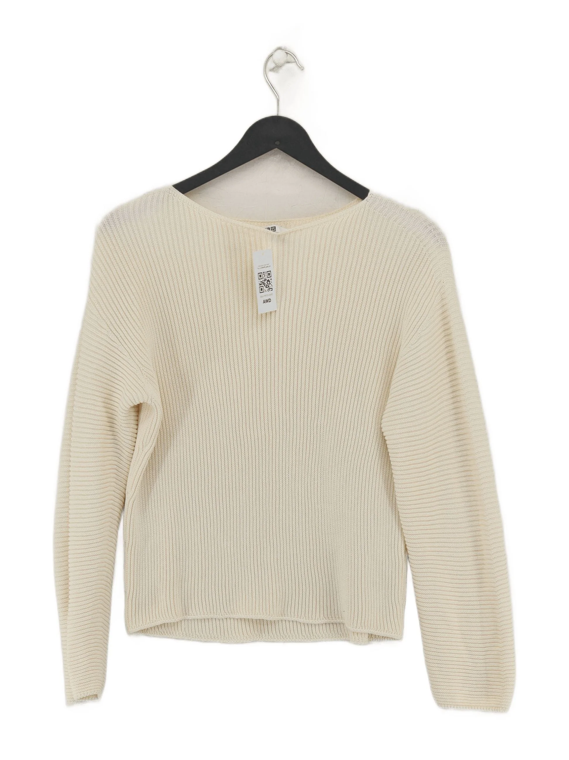 Uniqlo Women's Jumper XS Cream 100% Cotton Round Neck Pullover