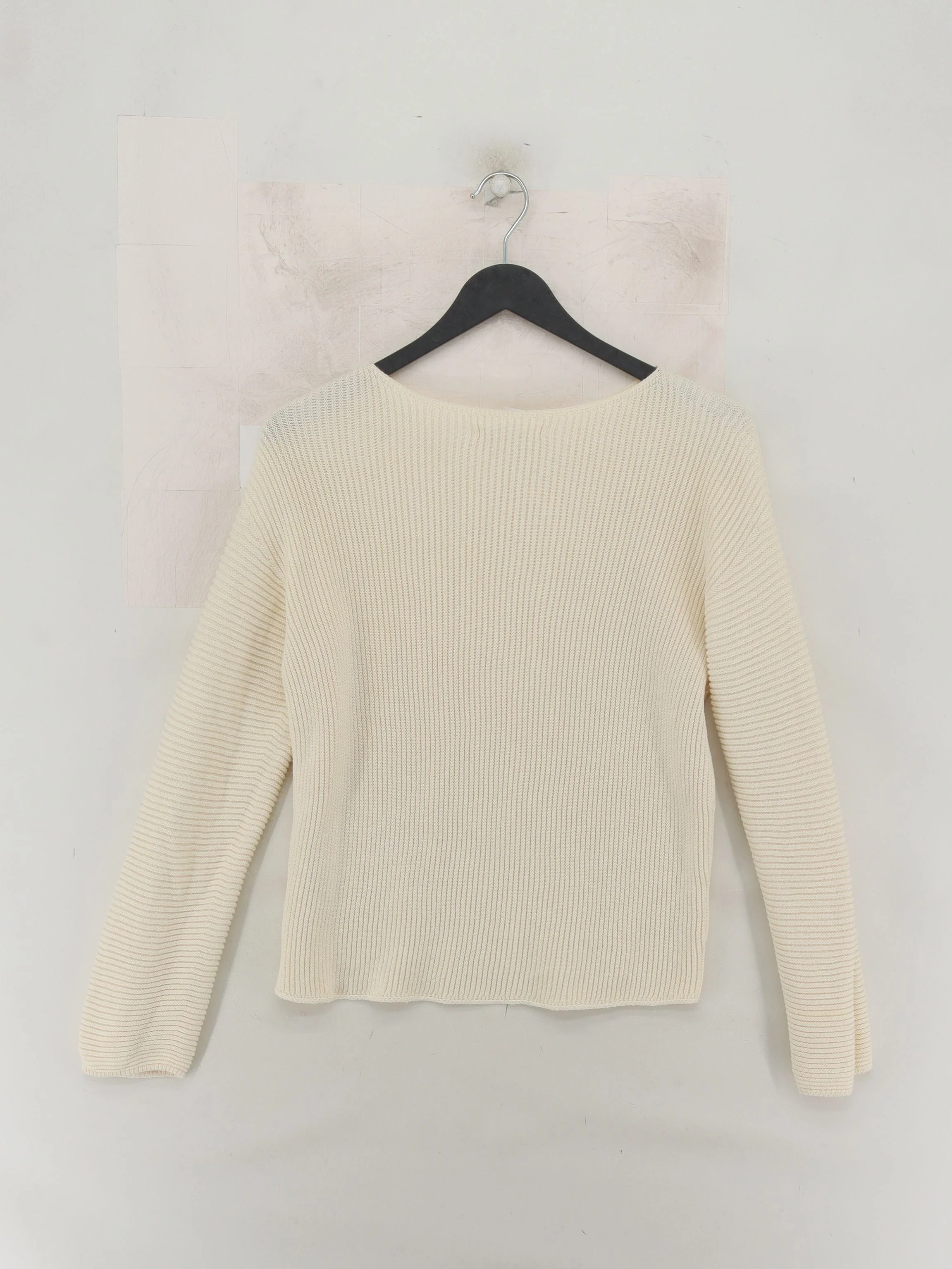 Uniqlo Women's Jumper XS Cream 100% Cotton Round Neck Pullover - Image 2