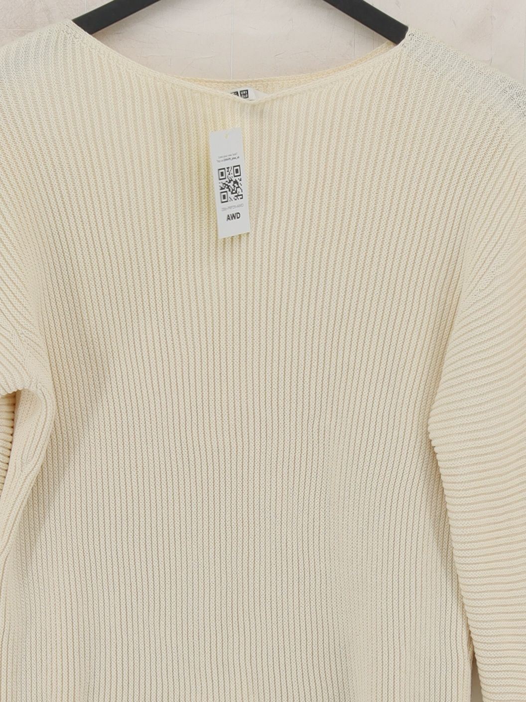Uniqlo Women's Jumper XS Cream 100% Cotton Round Neck Pullover - Image 3