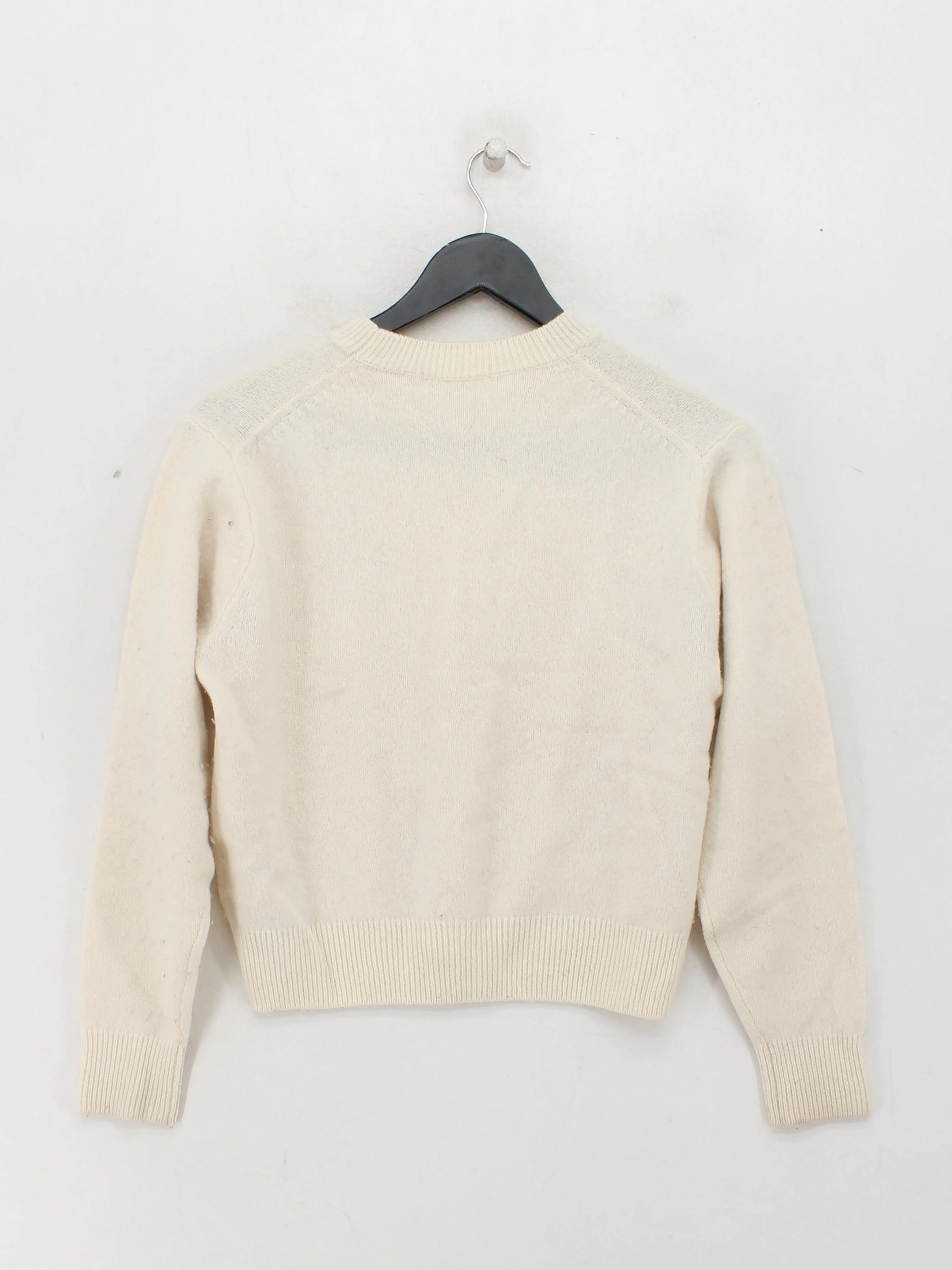 Uniqlo Women's Jumper XS Cream 100% Wool Crew Neck Pullover - Image 2