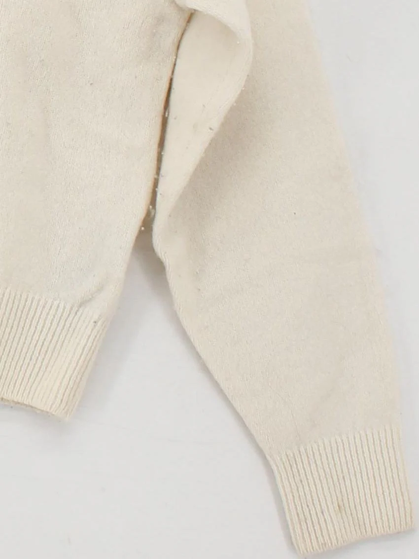 Uniqlo Women's Jumper XS Cream 100% Wool Crew Neck Pullover - Image 4