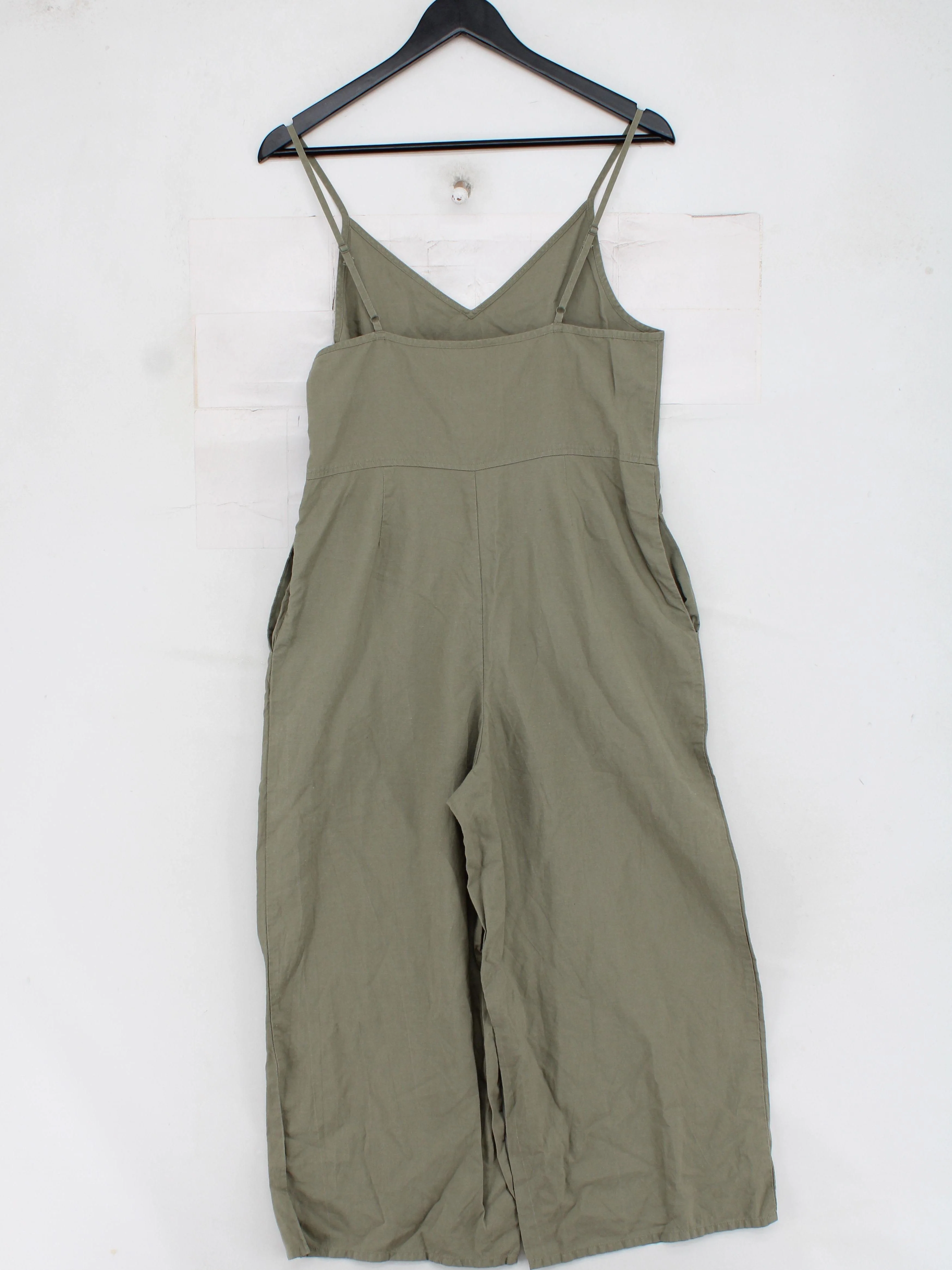 Uniqlo Women's Jumpsuit M Green 100% Other Wide-Leg Jumpsuit - Image 2