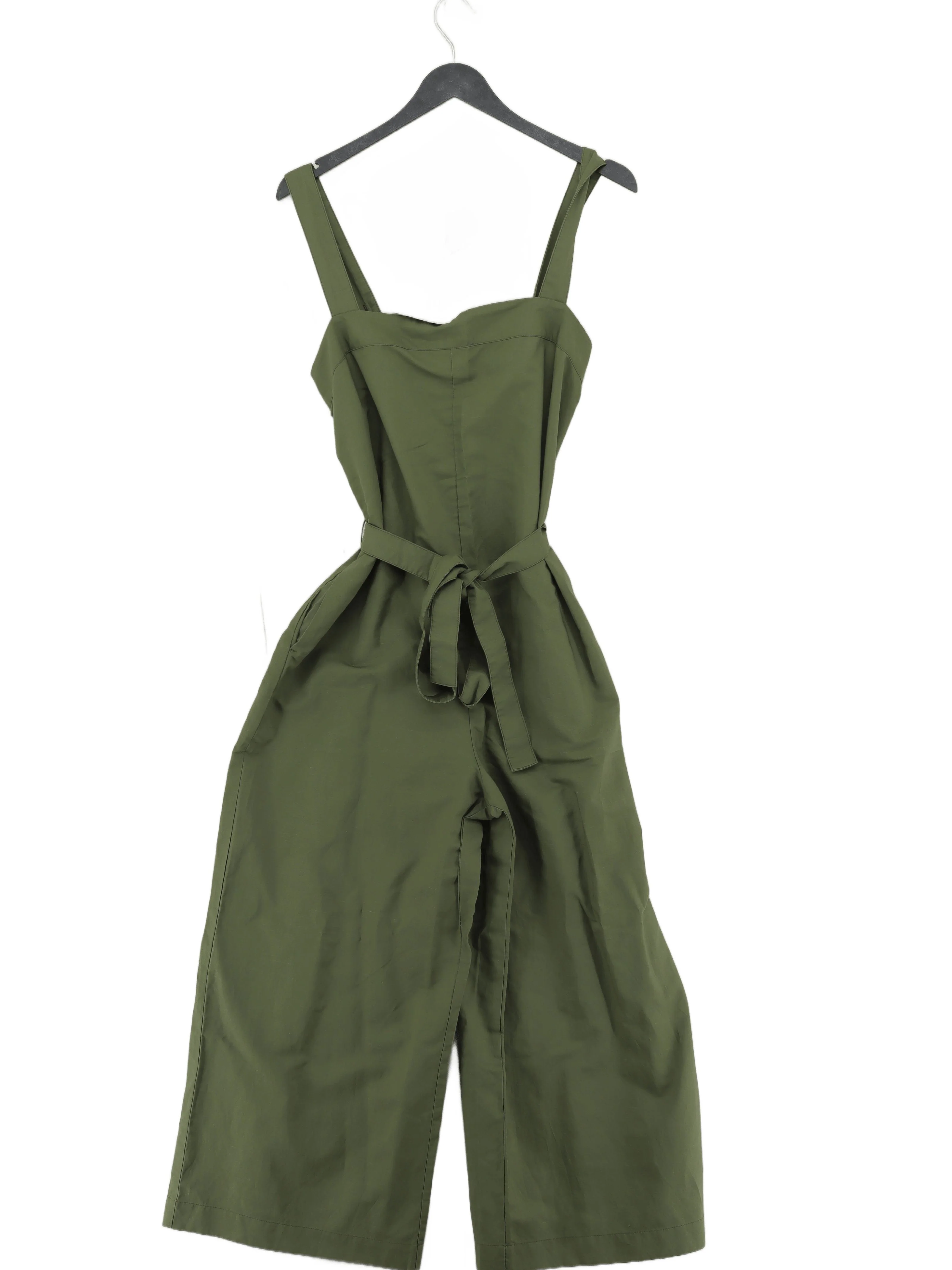 Uniqlo Women's Jumpsuit M Green Viscose with Linen, Polyester Wide-Leg Jumpsuit