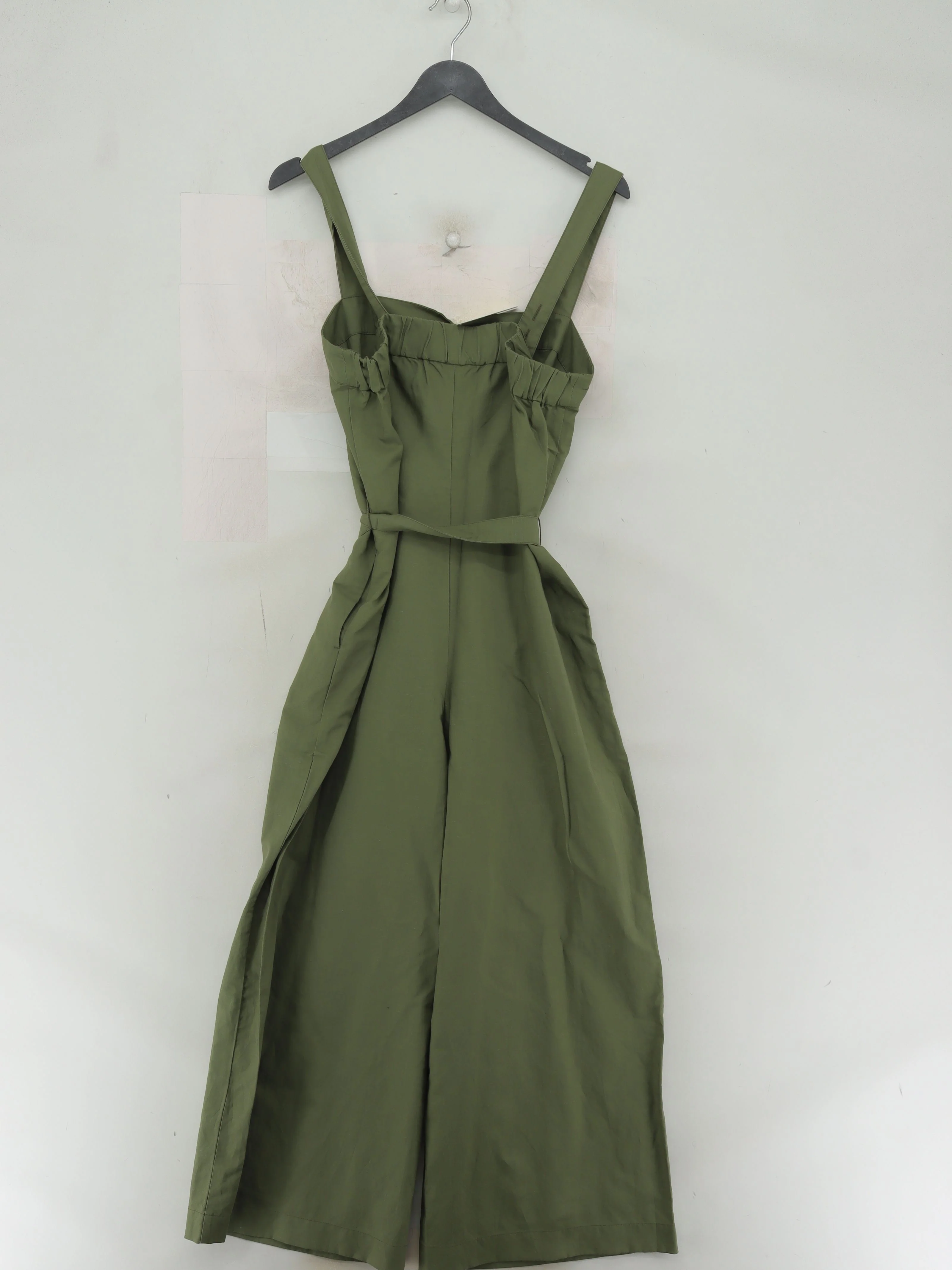 Uniqlo Women's Jumpsuit M Green Viscose with Linen, Polyester Wide-Leg Jumpsuit - Image 2