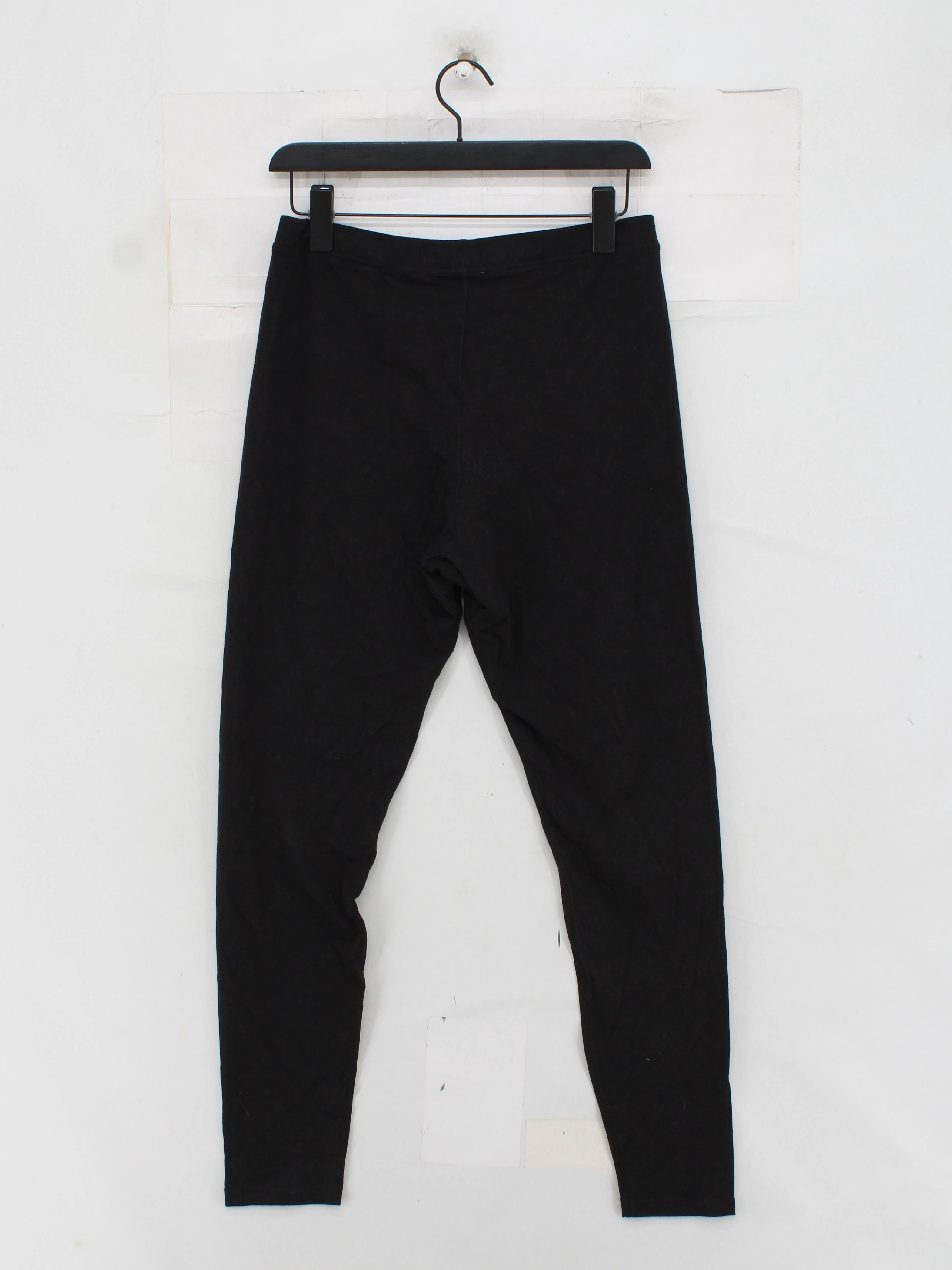 Uniqlo Women's Leggings L Black Cotton with Acrylic, Elastane Full length - Image 2