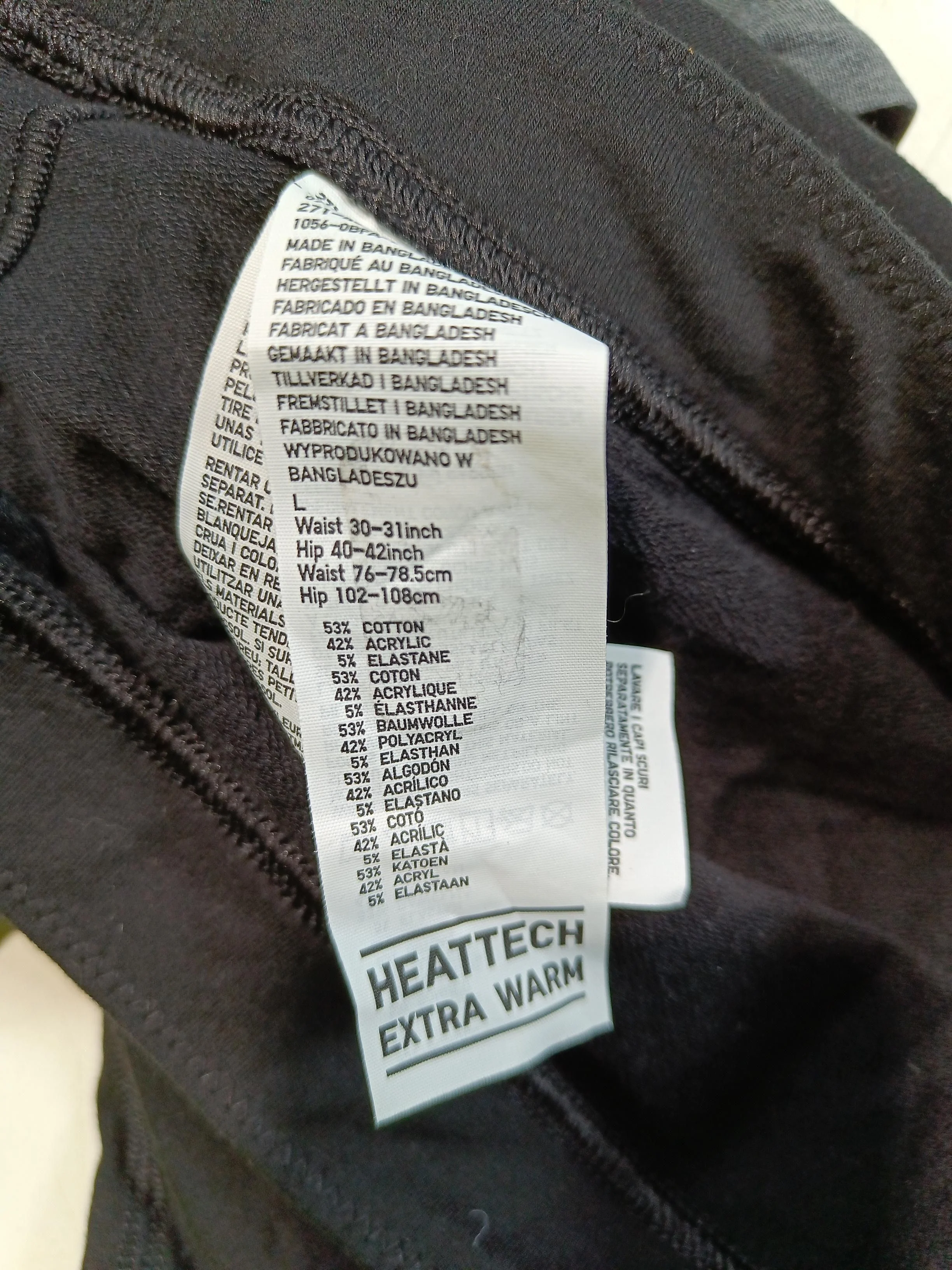 Uniqlo Women's Leggings L Black Cotton with Acrylic, Elastane Full length - Image 6
