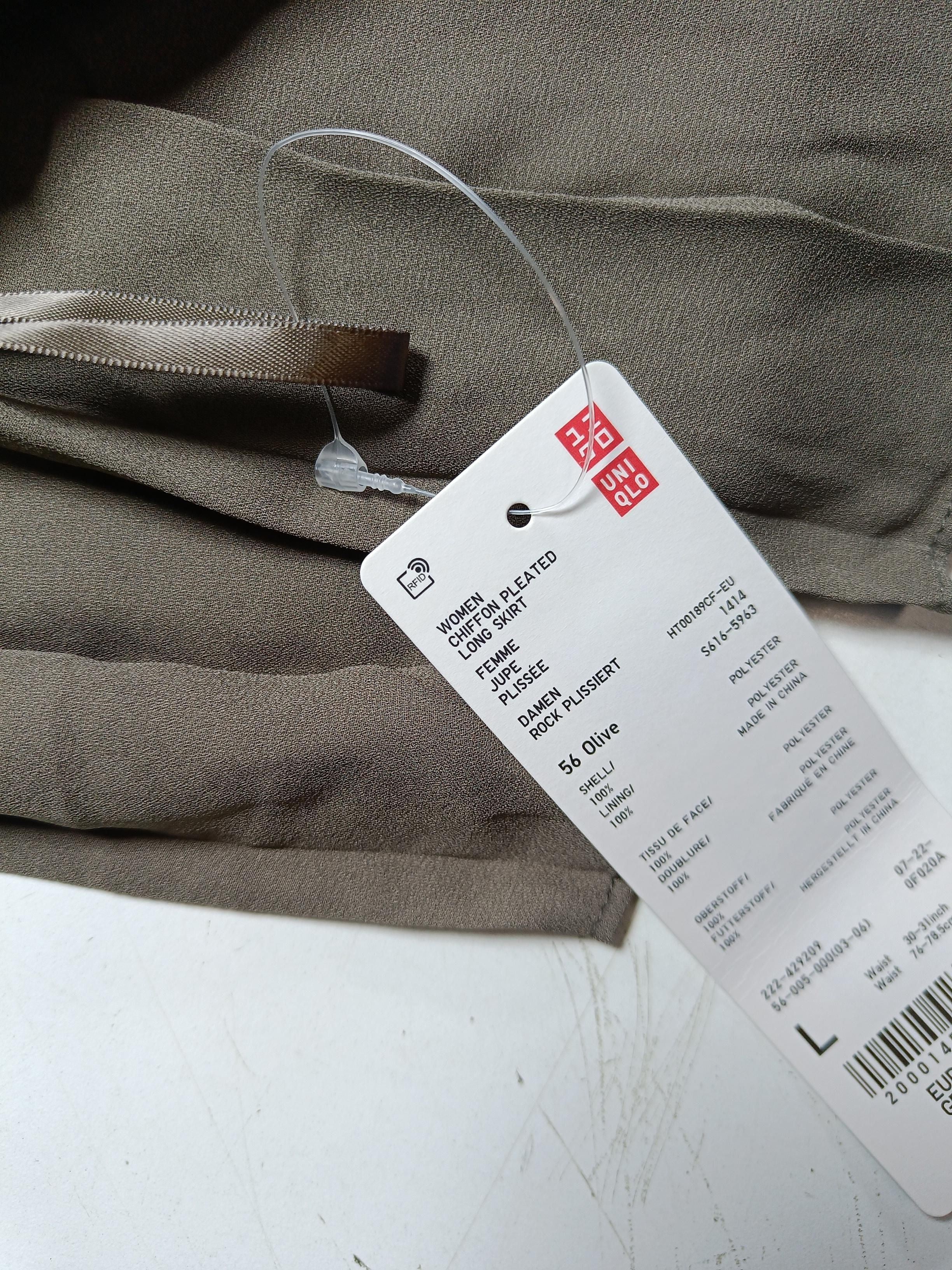 Uniqlo Women's Maxi Skirt L Green 100% Polyester Long Maxi - Image 5