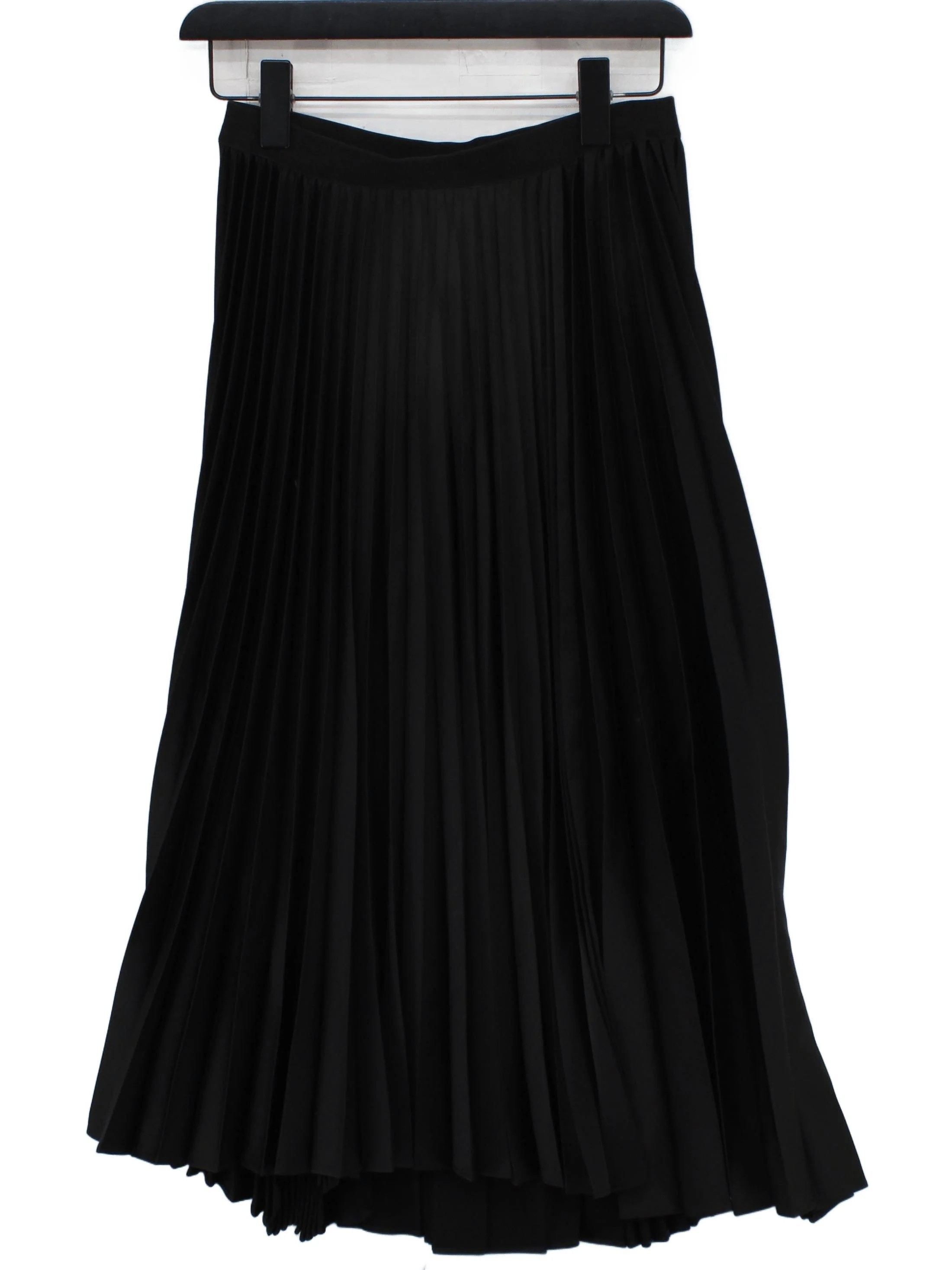 Uniqlo Women's Midi Skirt S Black Polyester with Elastane Midi Pleated