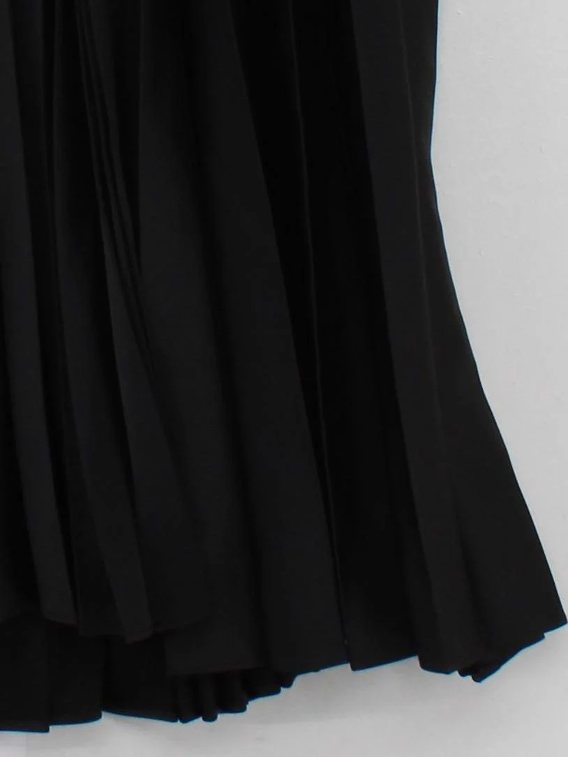 Uniqlo Women's Midi Skirt S Black Polyester with Elastane Midi Pleated - Image 4