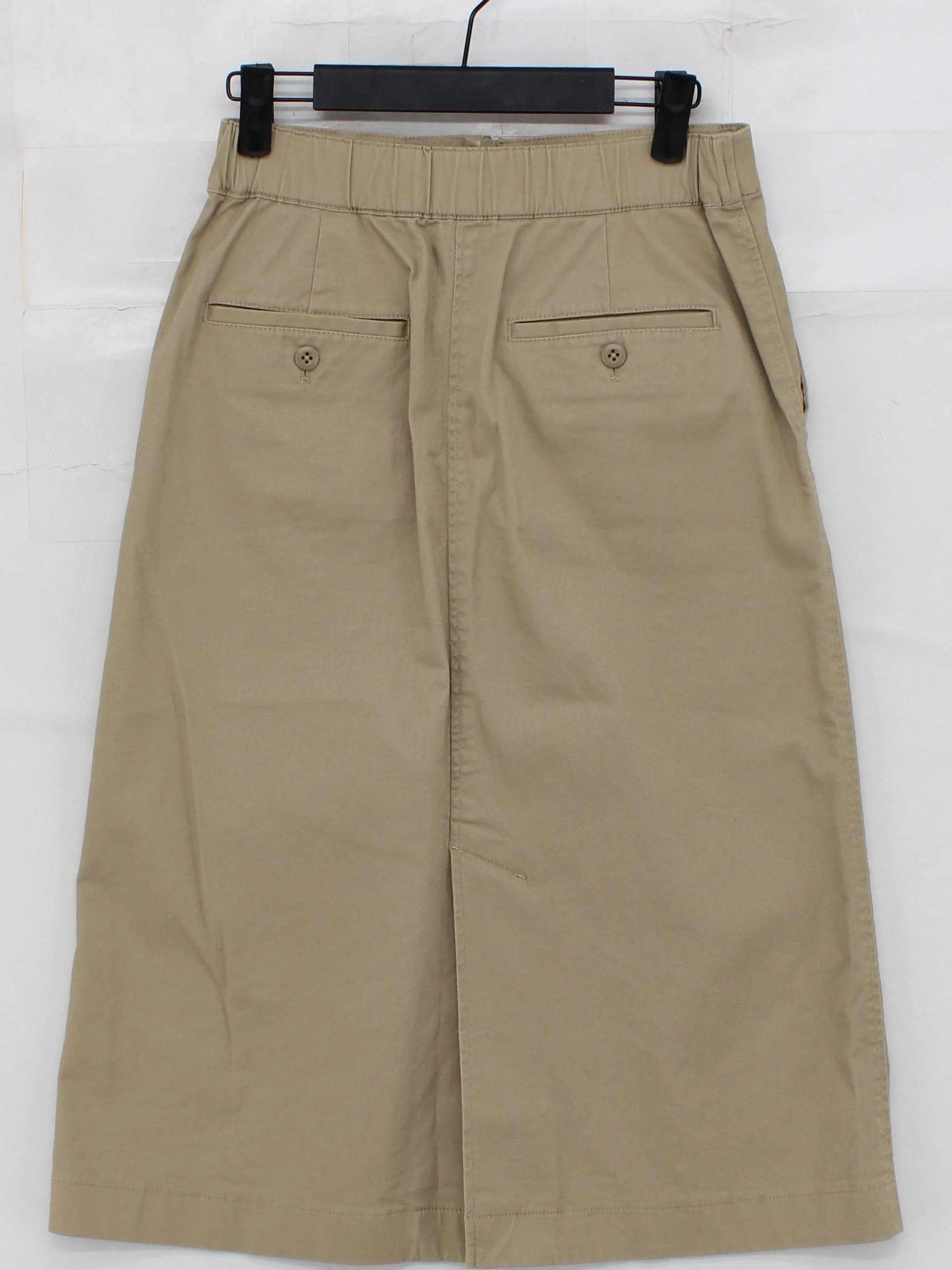 Uniqlo Women's Midi Skirt S Tan Cotton with Elastane Midi A-Line - Image 2