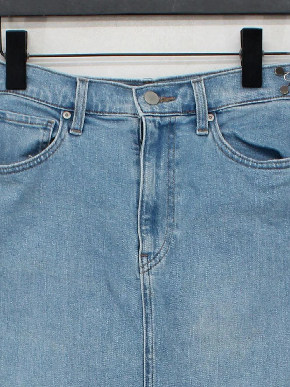 Uniqlo Women's Midi Skirt W 27 in Blue Cotton - Image 3
