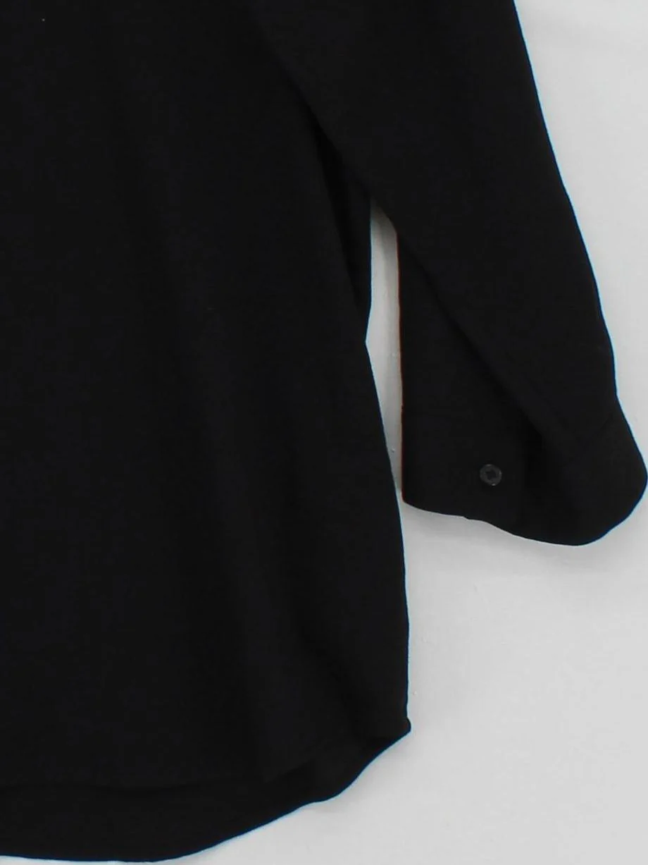 Uniqlo Women's Shirt L Black Viscose with Polyester 3/4 Sleeve Collared Basic - Image 4