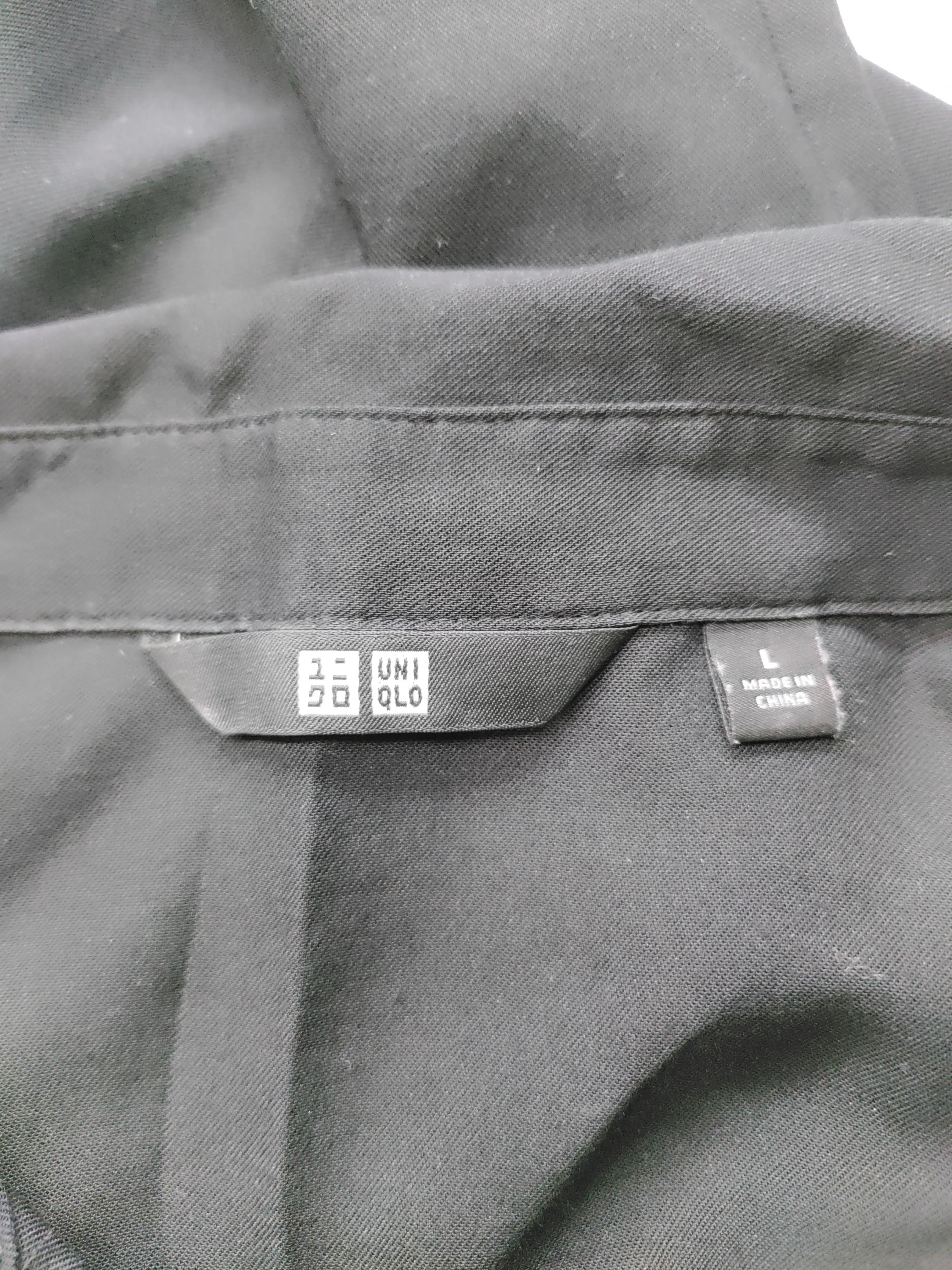 Uniqlo Women's Shirt L Black Viscose with Polyester 3/4 Sleeve Collared Basic - Image 5