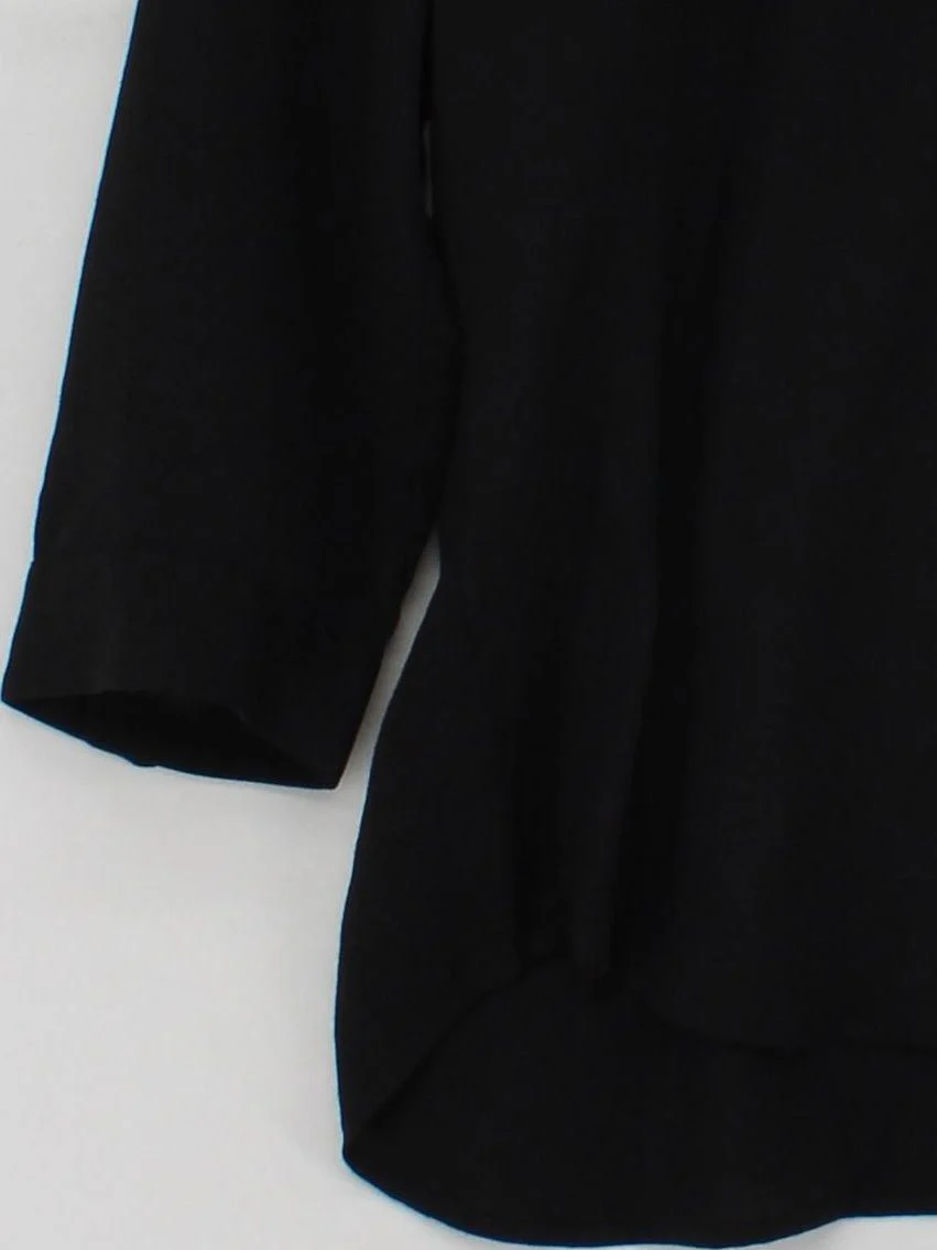 Uniqlo Women's Shirt L Black Viscose with Polyester 3/4 Sleeve Collared Basic - Image 4