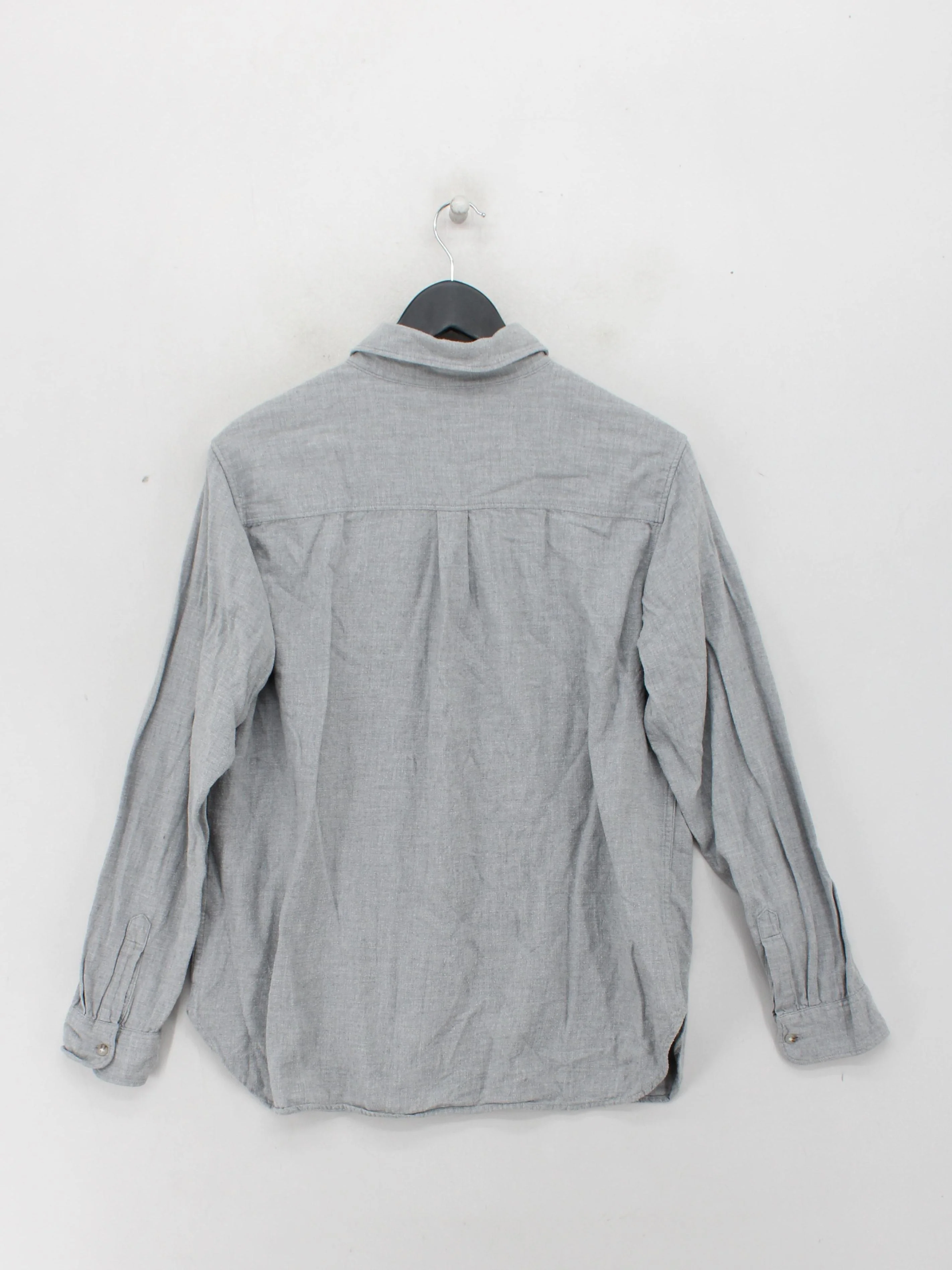 Uniqlo Women's Shirt L Grey 100% Cotton Long Sleeve Collared Basic - Image 2