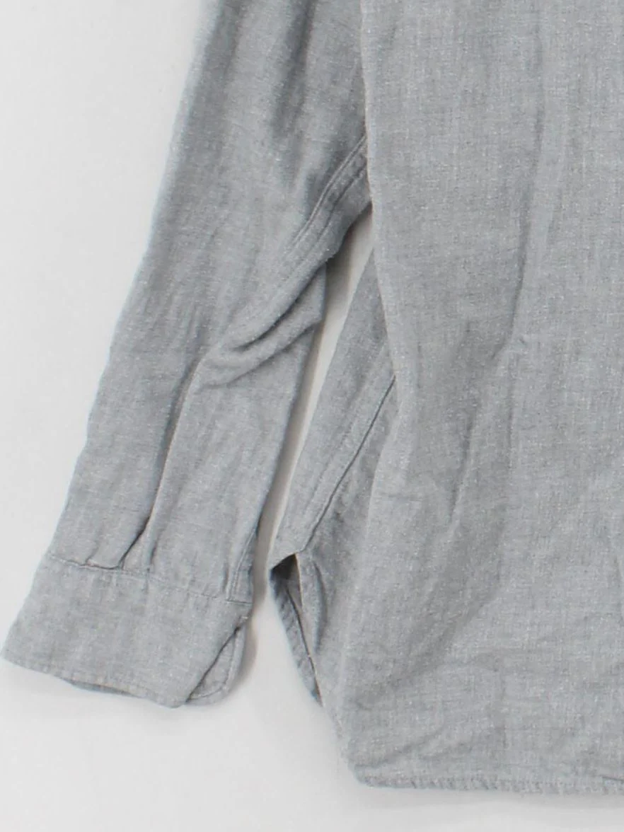 Uniqlo Women's Shirt L Grey 100% Cotton Long Sleeve Collared Basic - Image 4