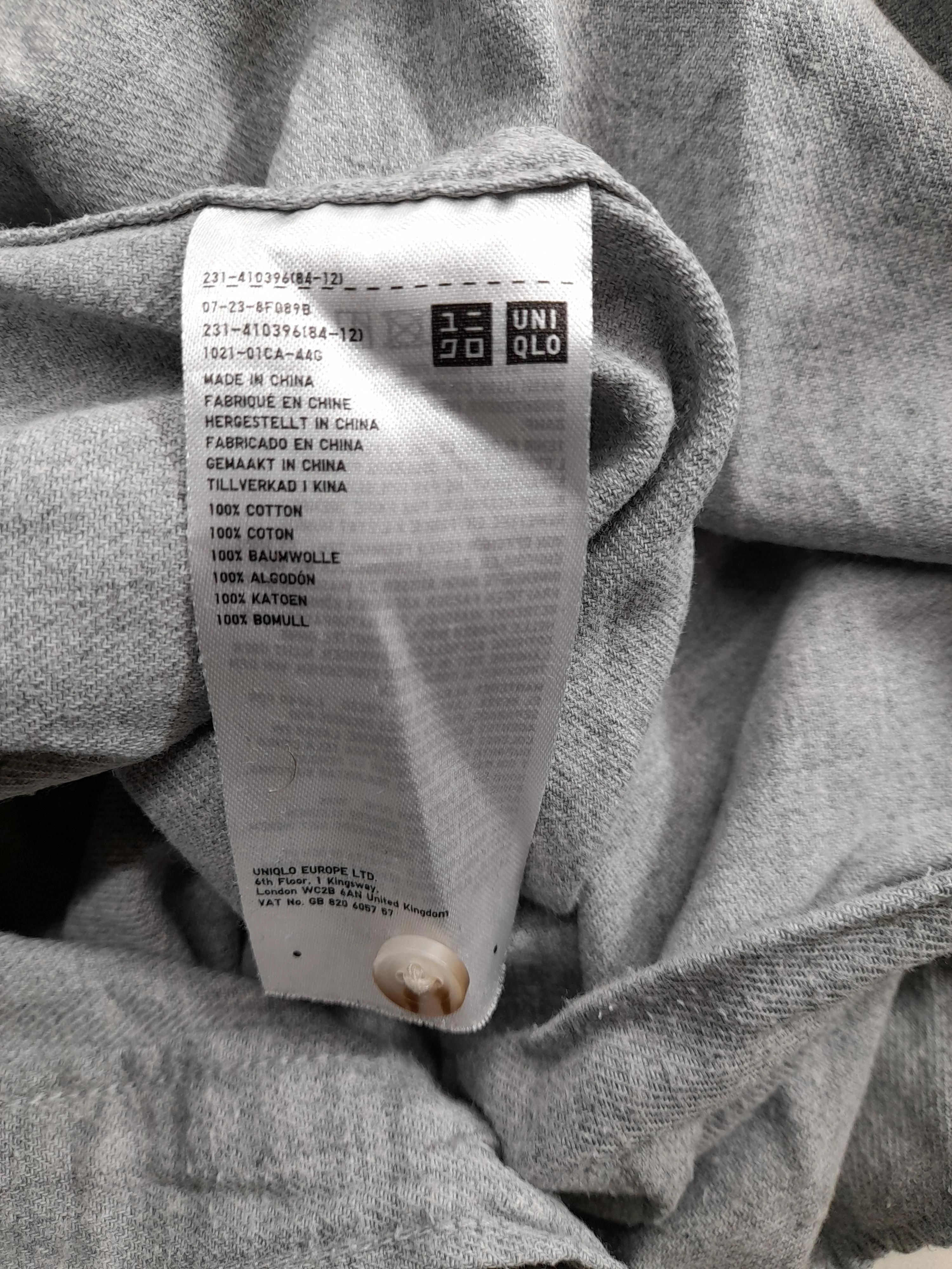 Uniqlo Women's Shirt L Grey 100% Cotton Long Sleeve Collared Basic - Image 8