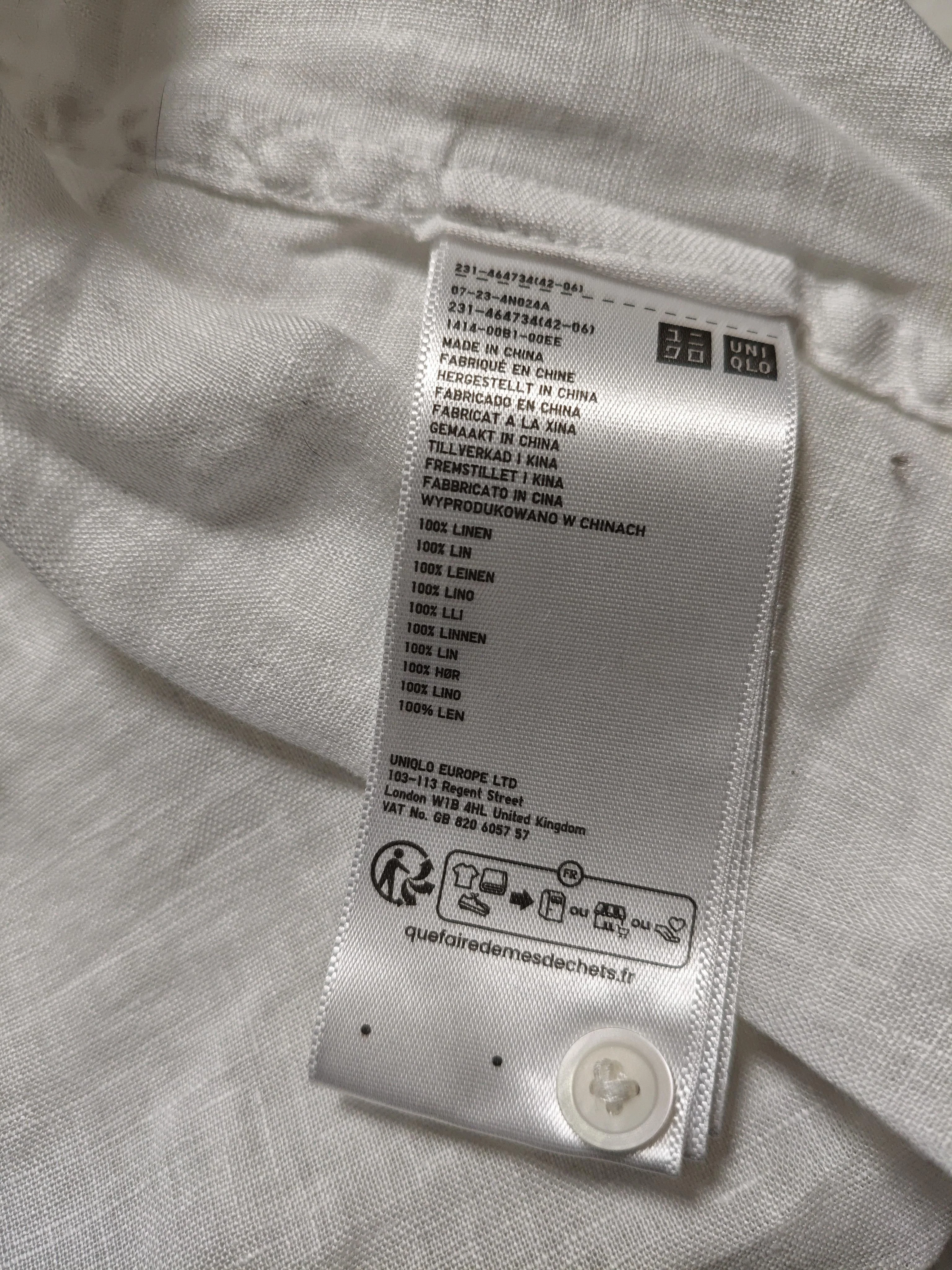 Uniqlo Women's Shirt L White 100% Linen 3/4 Sleeve Collared Basic - Image 6