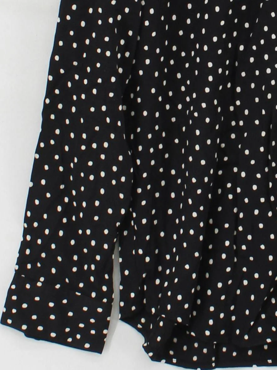 Uniqlo Women's Shirt M Black Polkadot 100% Viscose Long Sleeve Collared Basic - Image 4