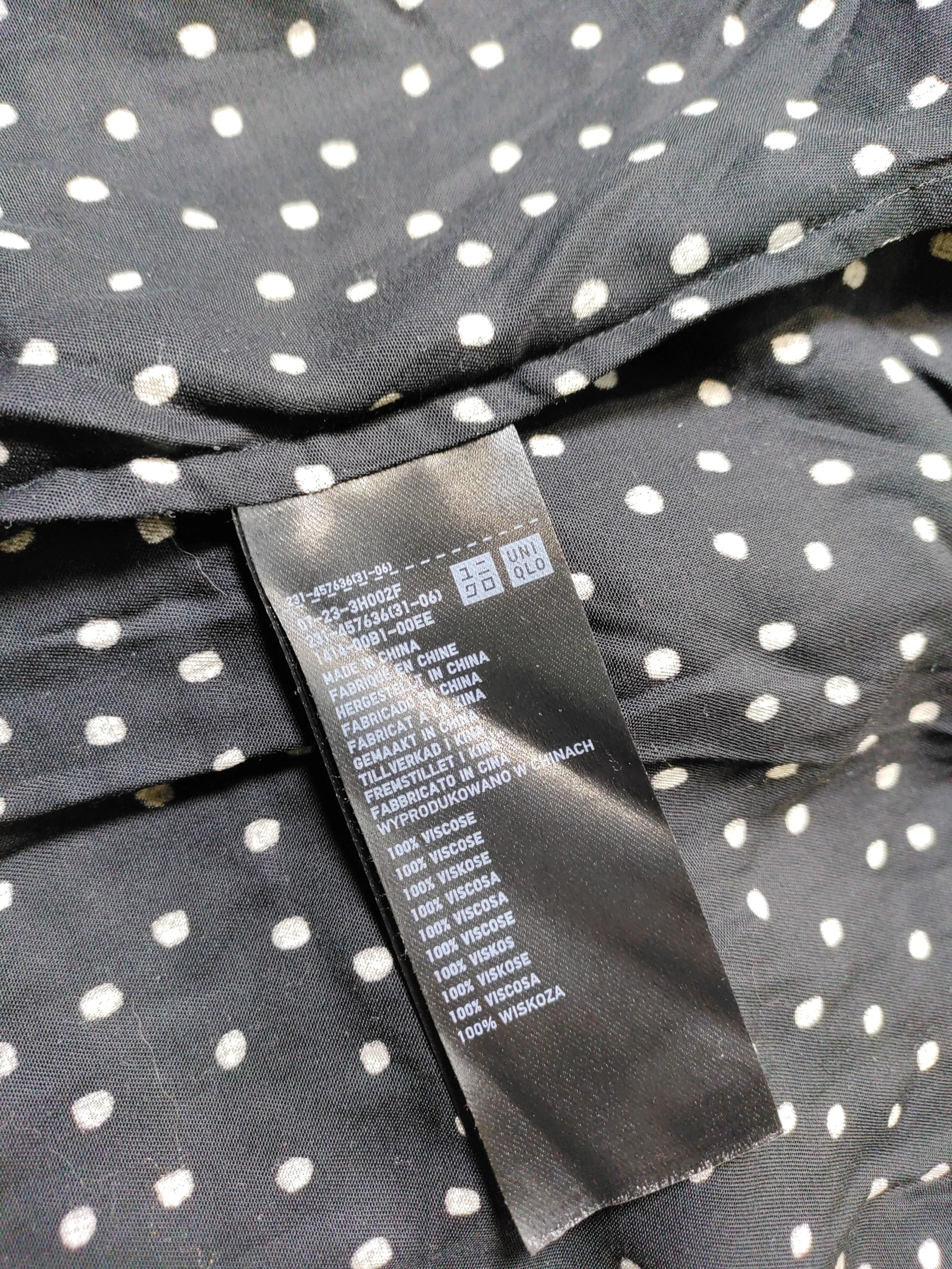 Uniqlo Women's Shirt M Black Polkadot 100% Viscose Long Sleeve Collared Basic - Image 6