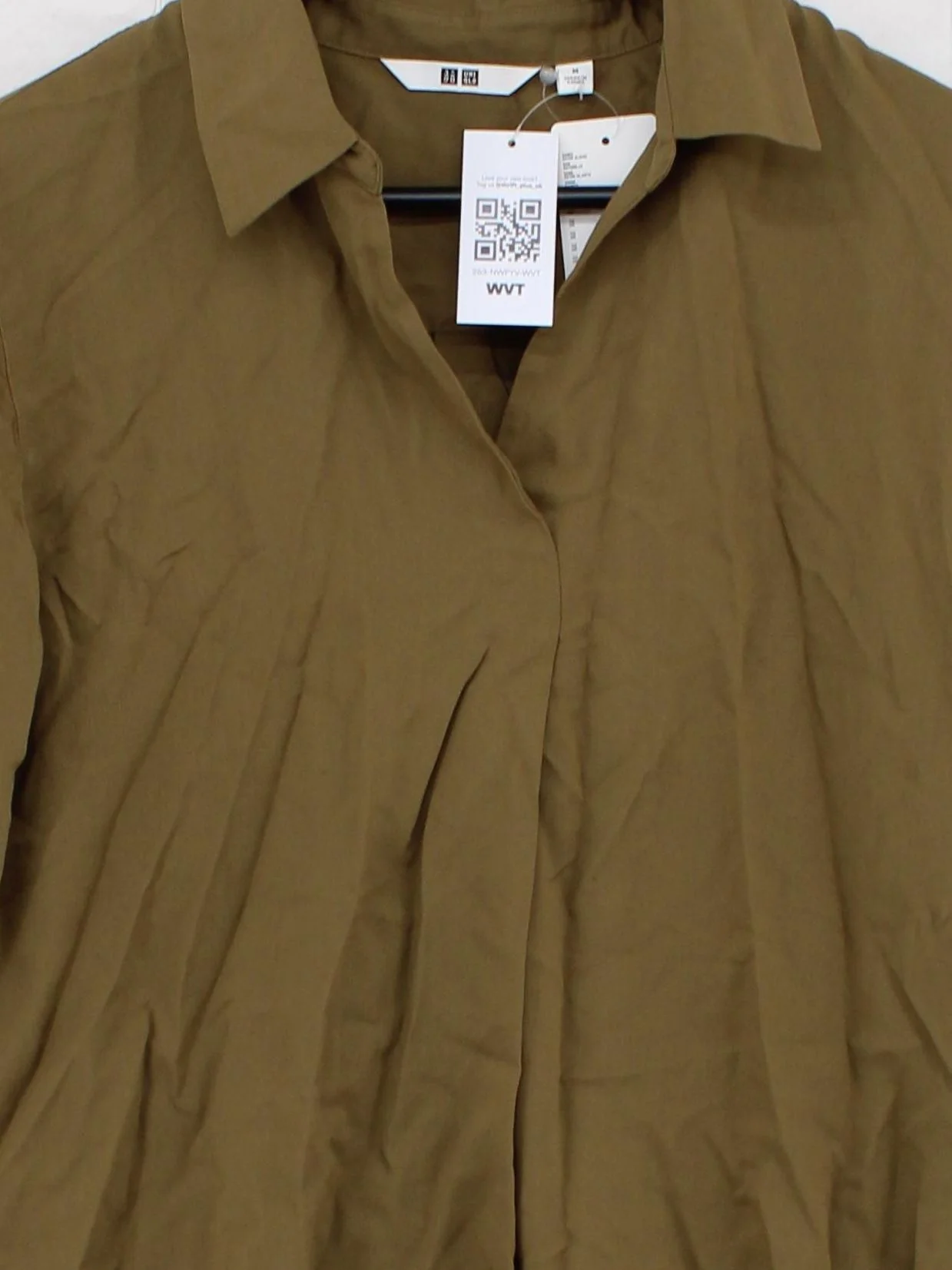 Uniqlo Women's Shirt M Brown Viscose with Polyester 3/4 Sleeve V-Neck Basic - Image 3