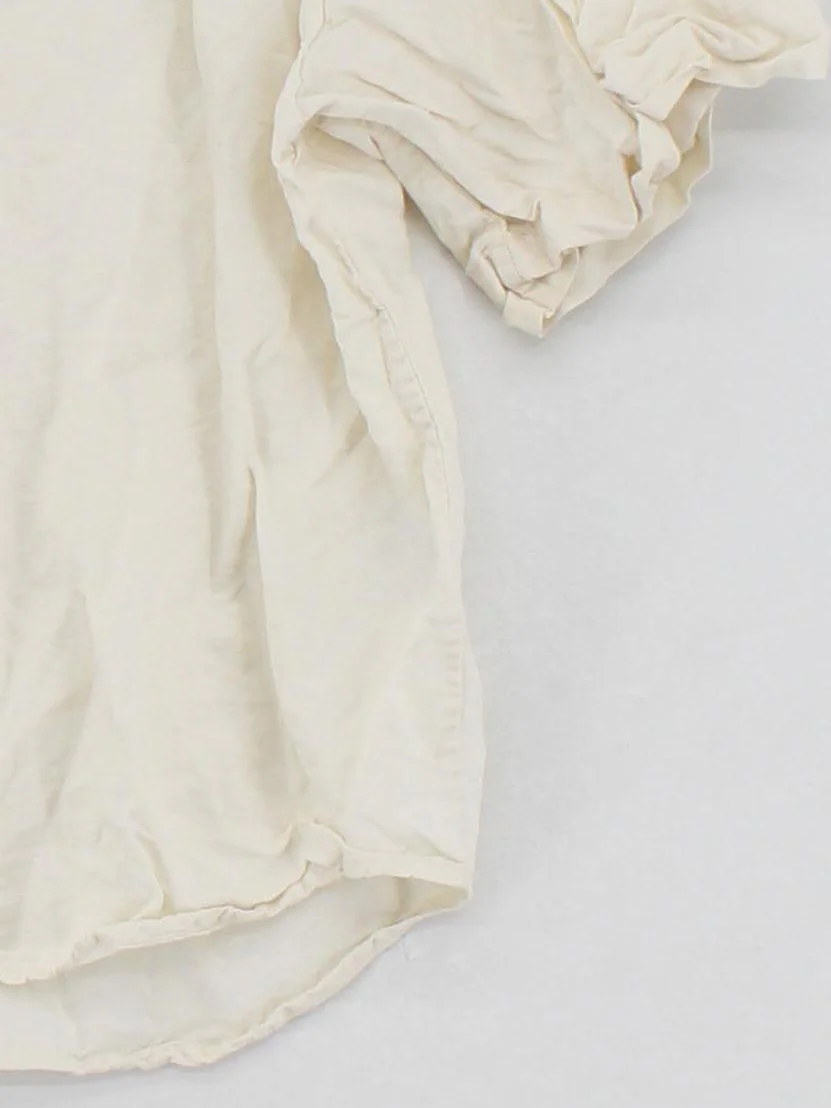 Uniqlo Women's Shirt M Cream 100% Other Short Sleeve Collared Basic - Image 4