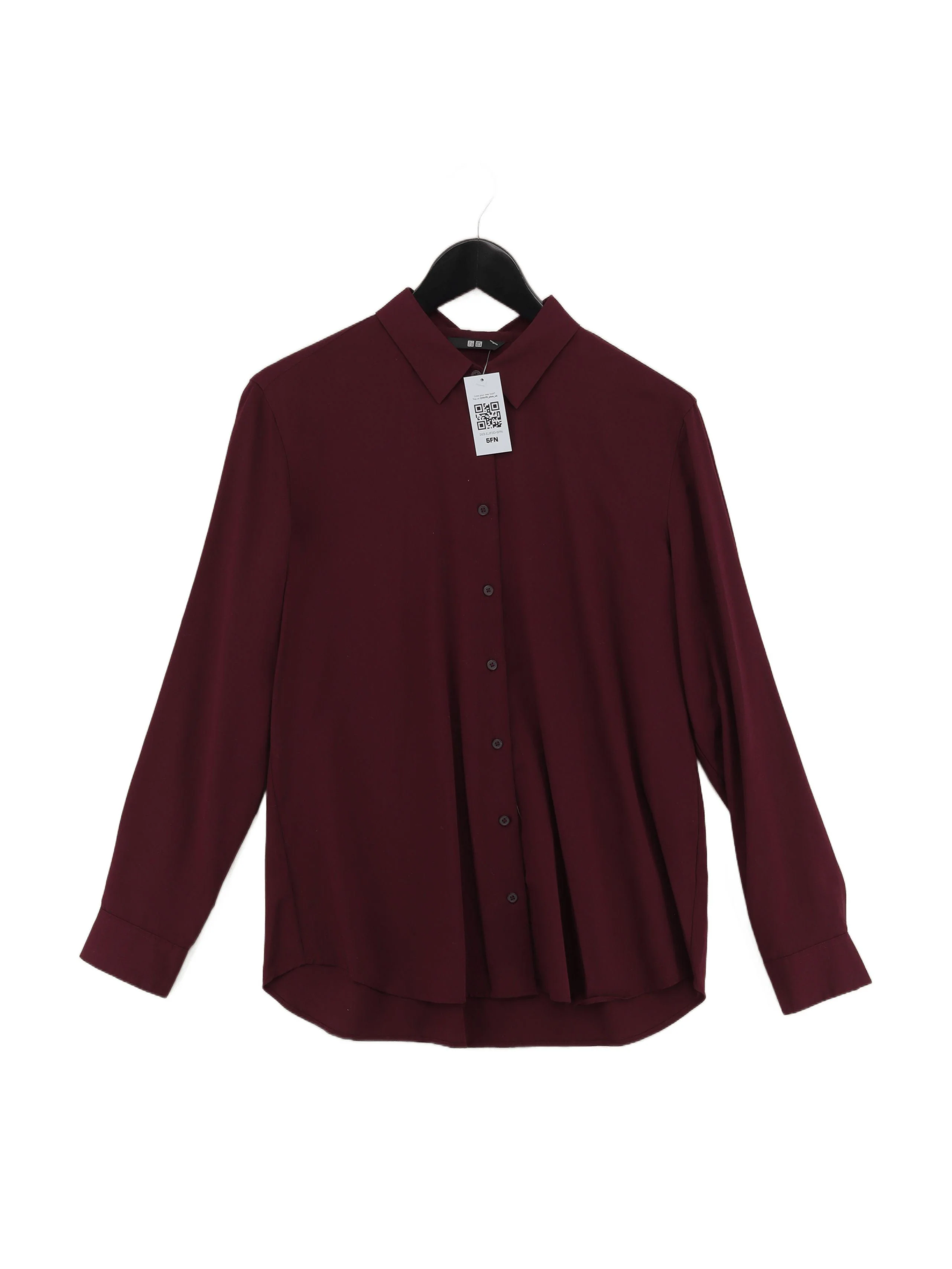 Uniqlo Women's Shirt M Red 100% Other Long Sleeve Collared Basic