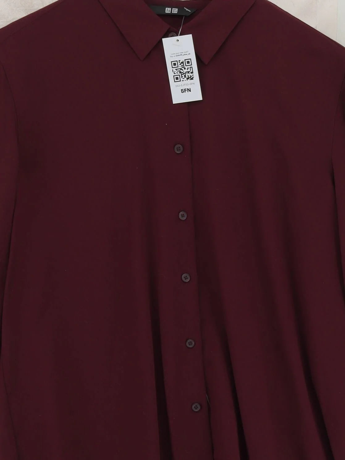 Uniqlo Women's Shirt M Red 100% Other Long Sleeve Collared Basic - Image 3