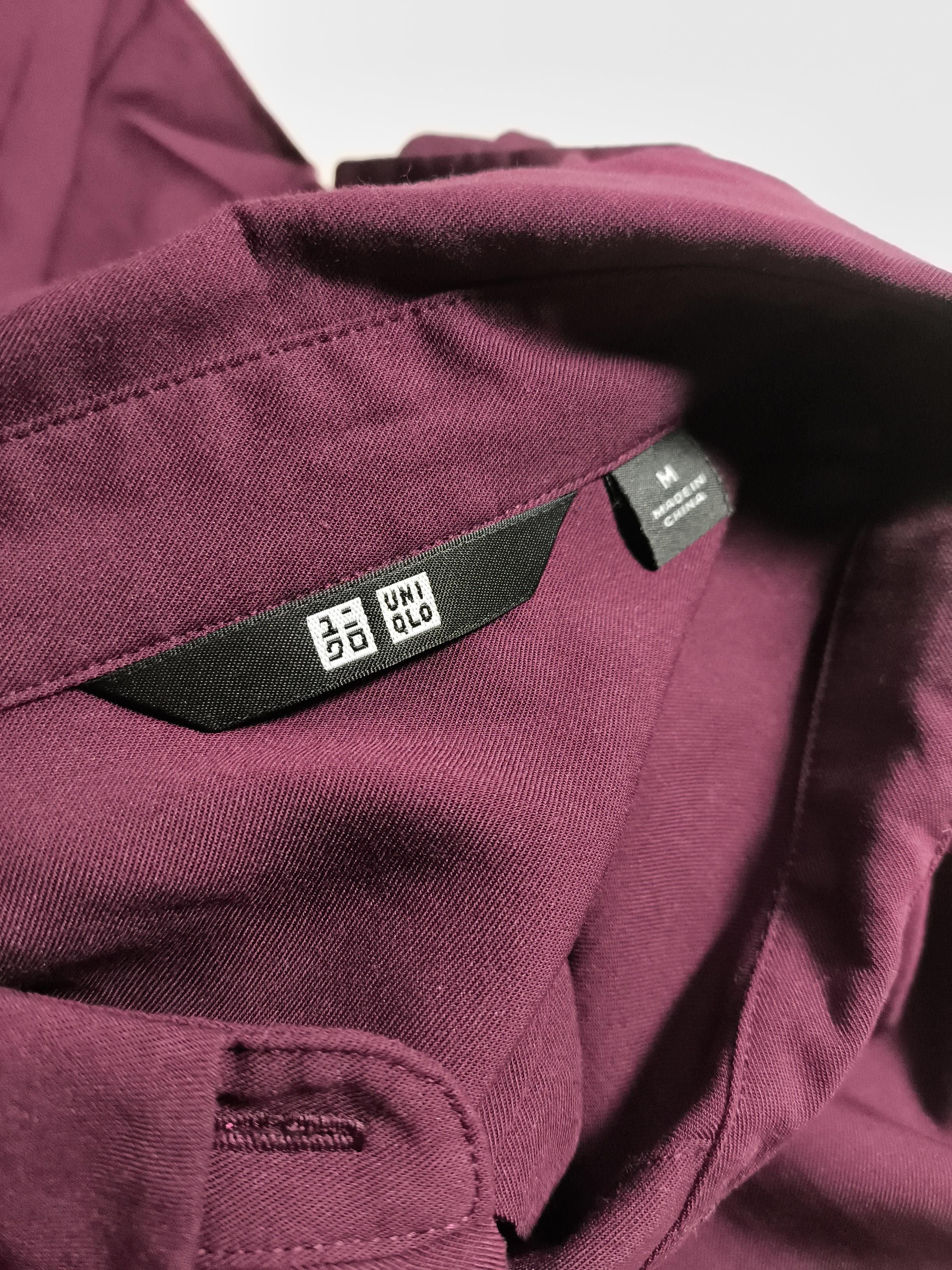 Uniqlo Women's Shirt M Red 100% Other Long Sleeve Collared Basic - Image 5