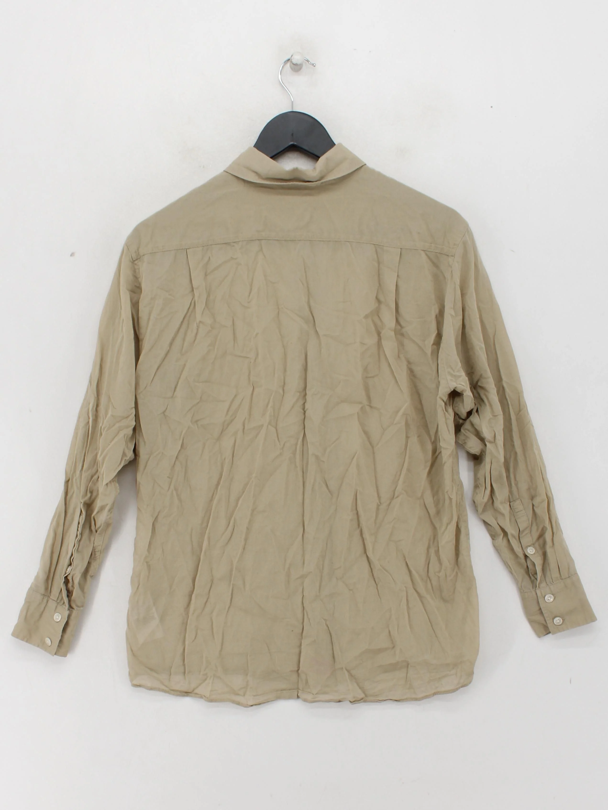 Uniqlo Women's Shirt M Tan 100% Cotton Long Sleeve Collared Basic - Image 2