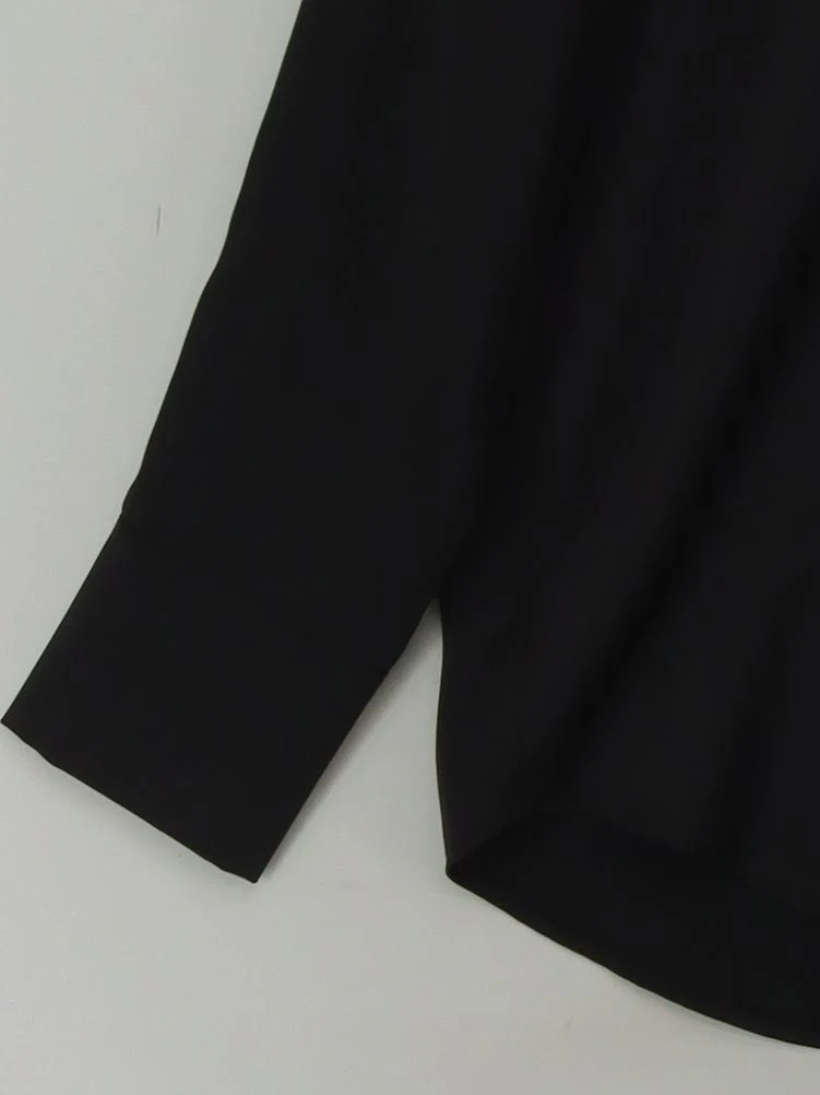 Uniqlo Women's Shirt S Black 100% Other Long Sleeve Collared Basic - Image 4