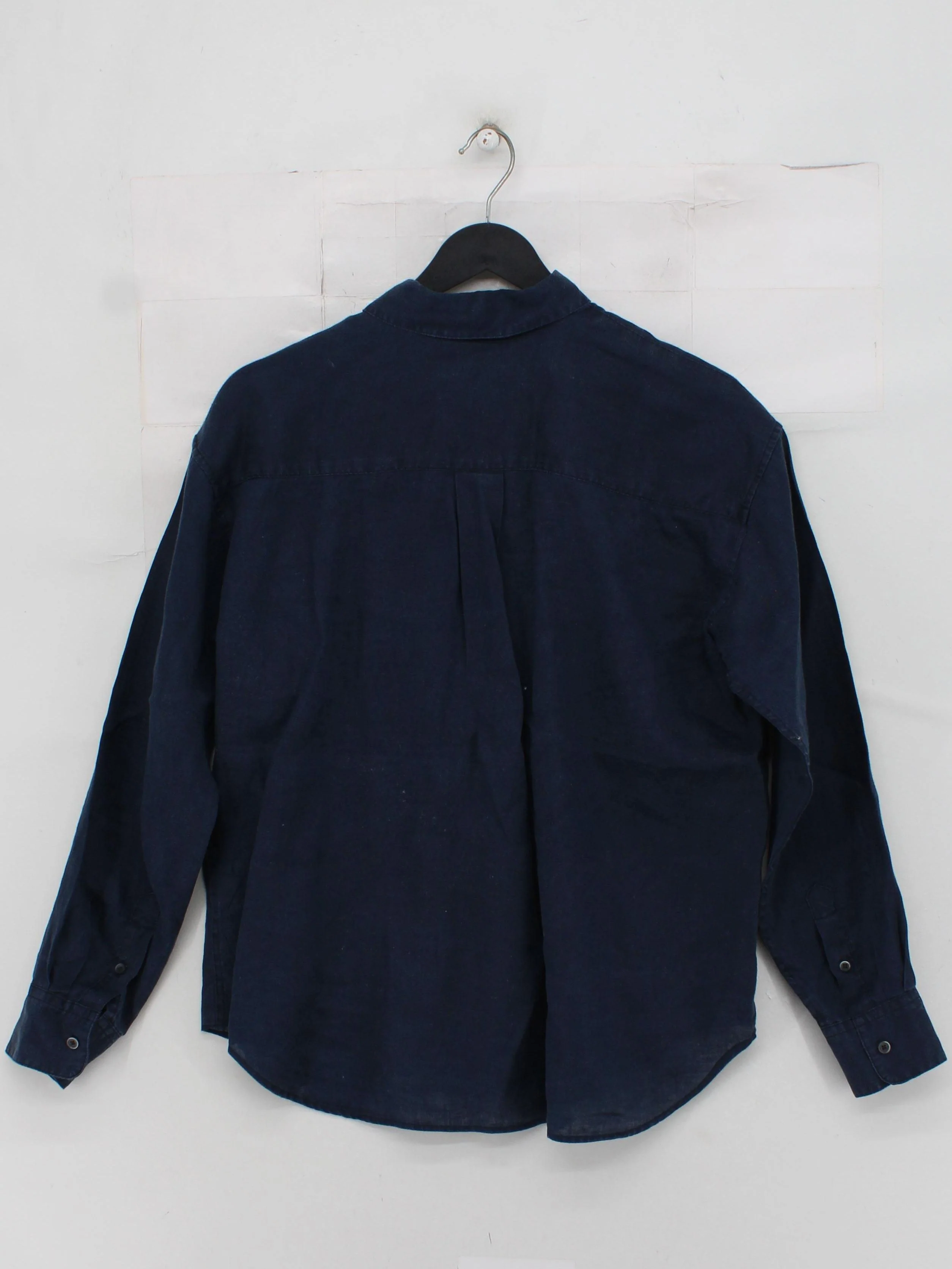 Uniqlo Women's Shirt S Blue 100% Linen Long Sleeve Collared Basic - Image 2