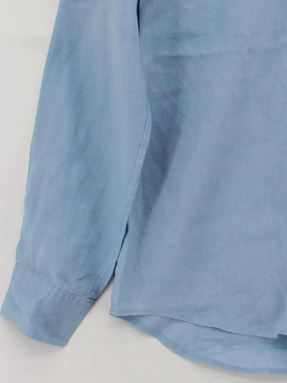 Uniqlo Women's Shirt S Blue 100% Linen Long Sleeve Collared Basic - Image 4
