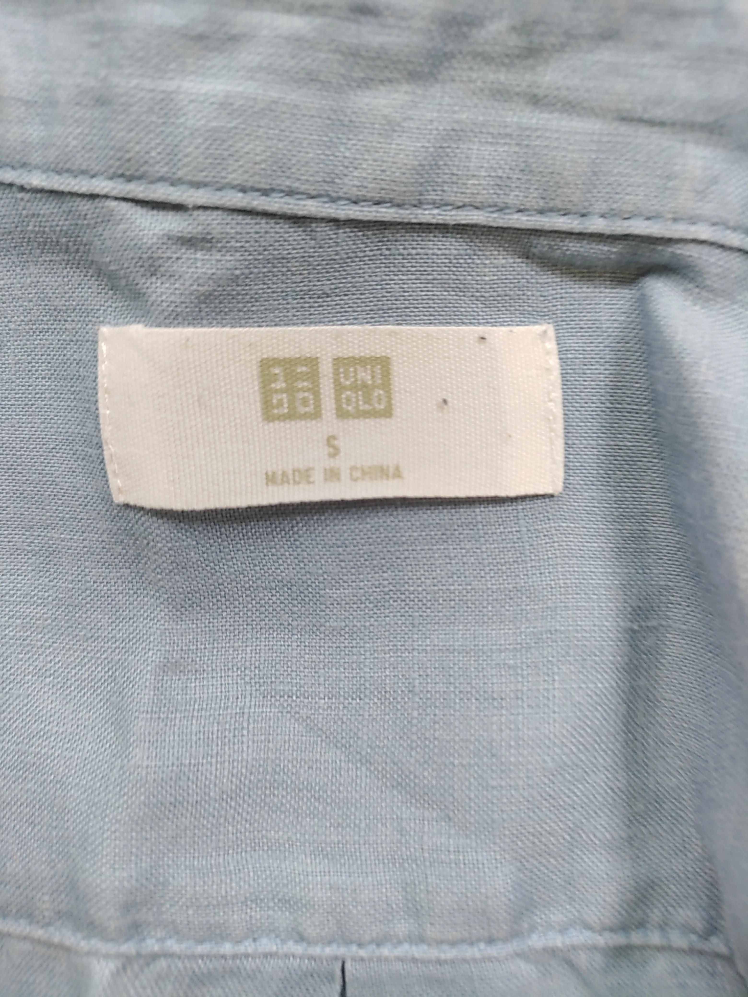 Uniqlo Women's Shirt S Blue 100% Linen Long Sleeve Collared Basic - Image 5