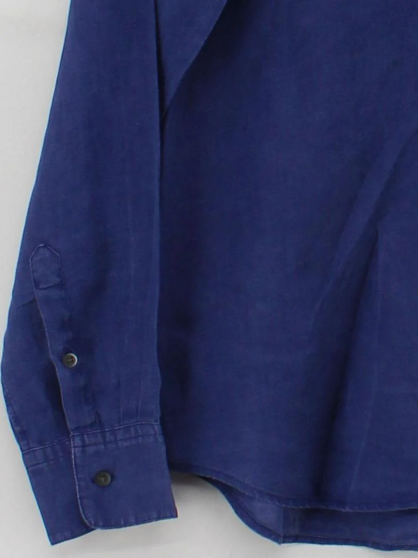 Uniqlo Women's Shirt S Blue 100% Other Long Sleeve Collared Basic - Image 4