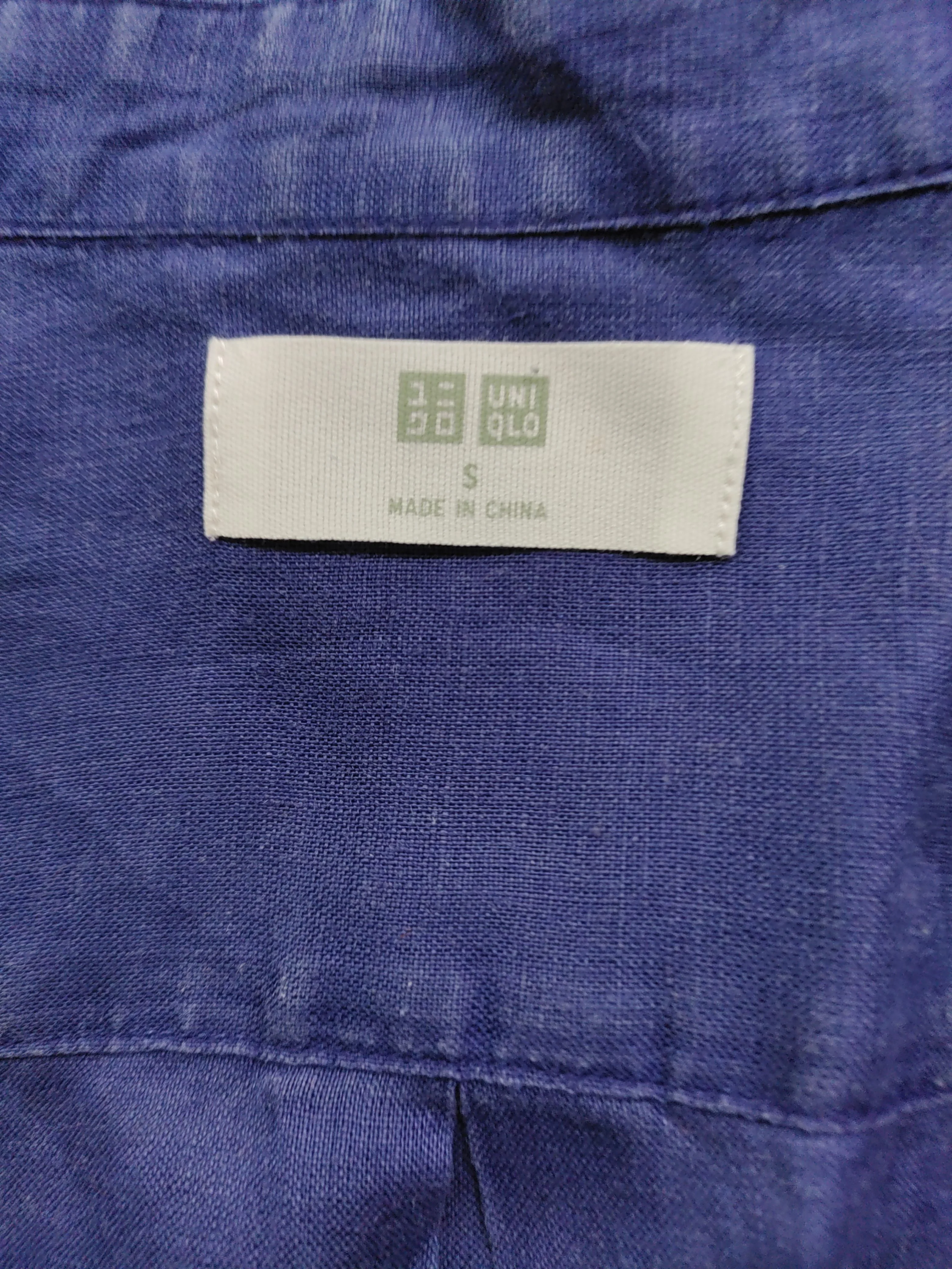 Uniqlo Women's Shirt S Blue 100% Other Long Sleeve Collared Basic - Image 5