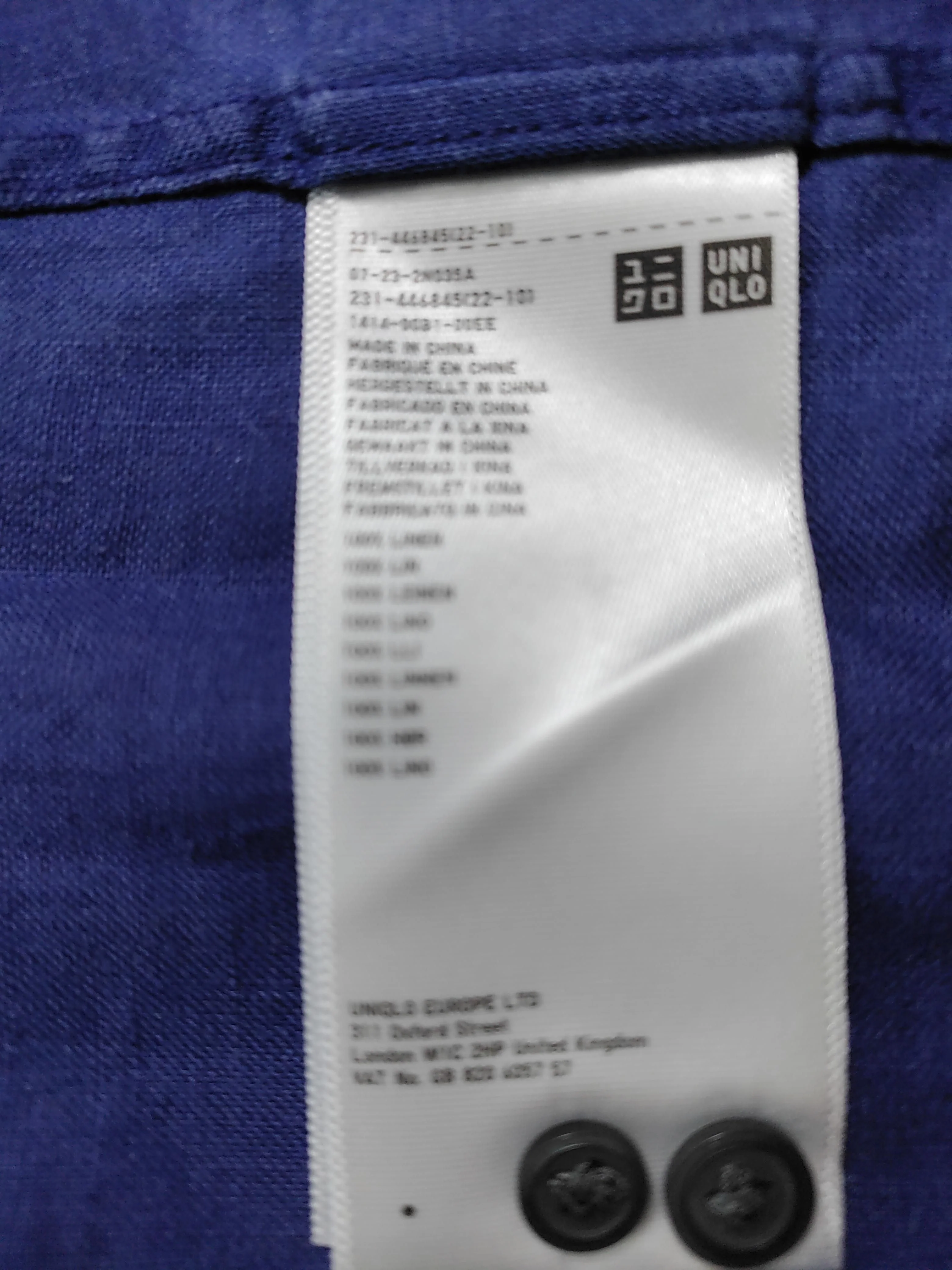 Uniqlo Women's Shirt S Blue 100% Other Long Sleeve Collared Basic - Image 6