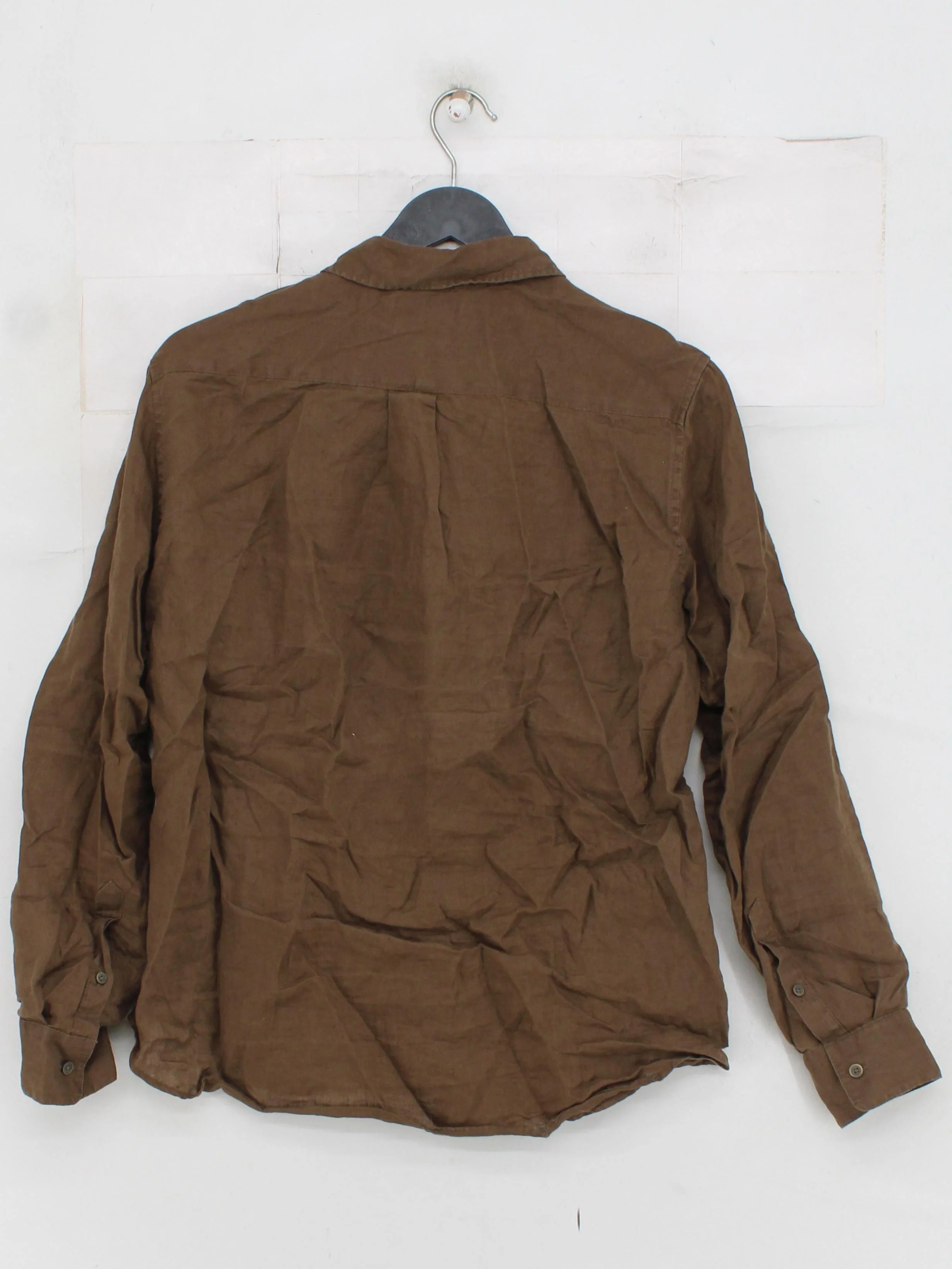 Uniqlo Women's Shirt S Brown 100% Other Long Sleeve Collared Basic - Image 2