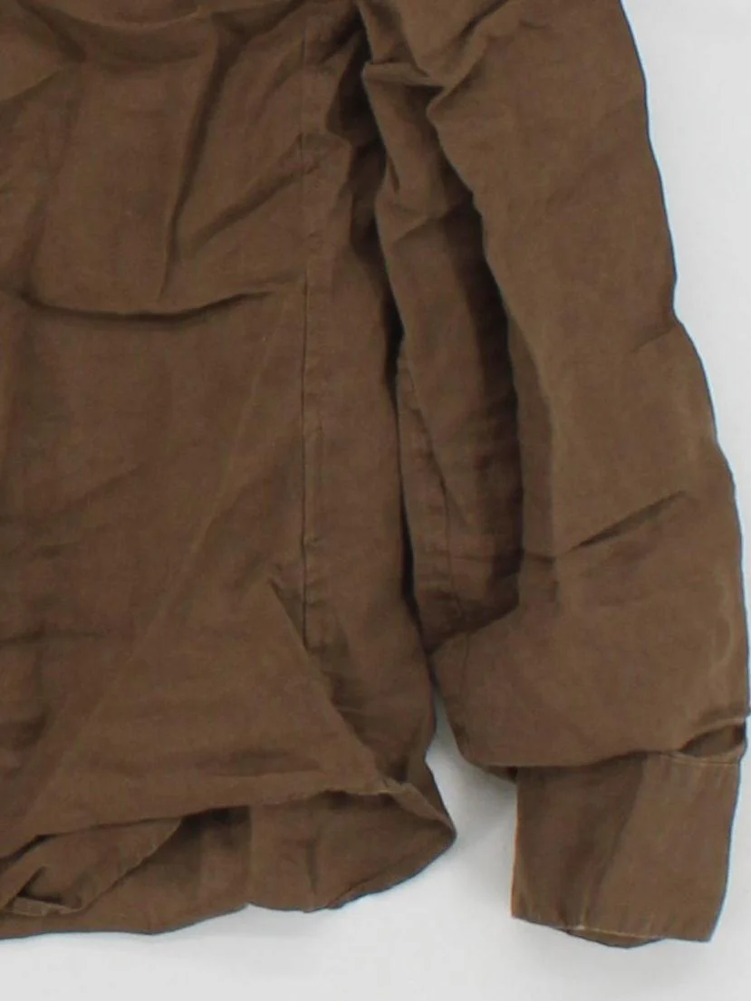 Uniqlo Women's Shirt S Brown 100% Other Long Sleeve Collared Basic - Image 4