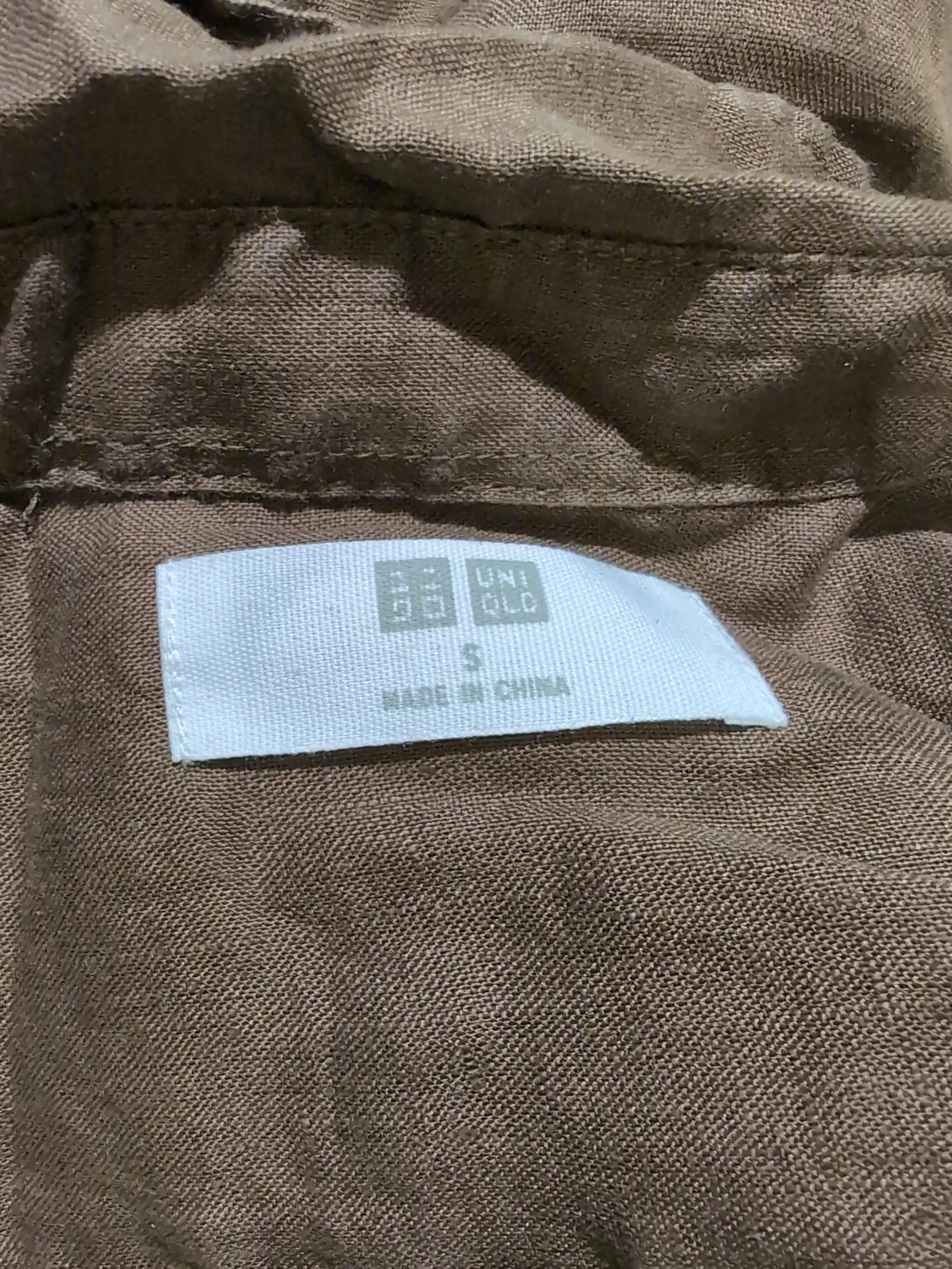 Uniqlo Women's Shirt S Brown 100% Other Long Sleeve Collared Basic - Image 5