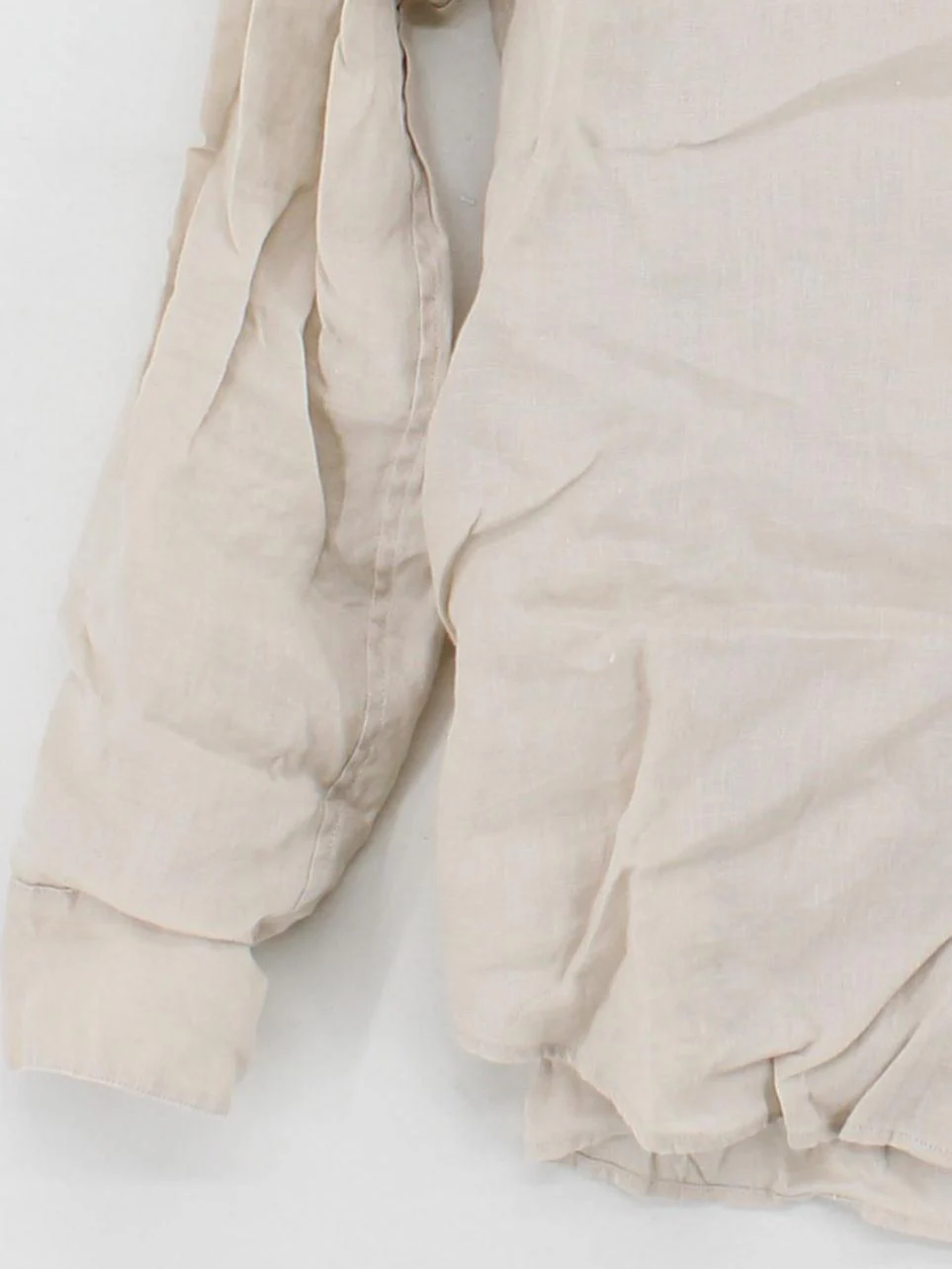 Uniqlo Women's Shirt S Cream 100% Linen Long Sleeve Collared Basic - Image 4