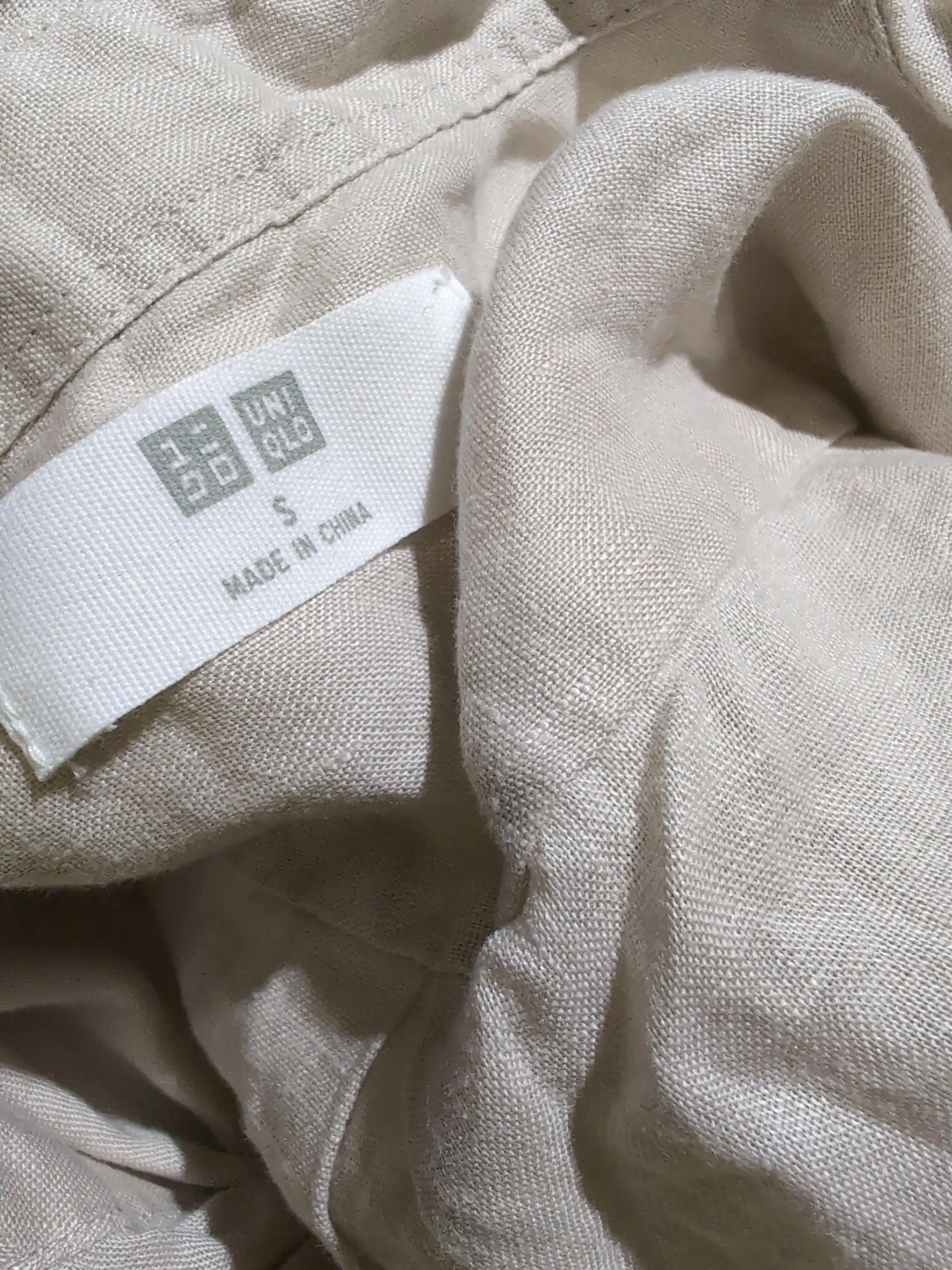Uniqlo Women's Shirt S Cream 100% Linen Long Sleeve Collared Basic - Image 5