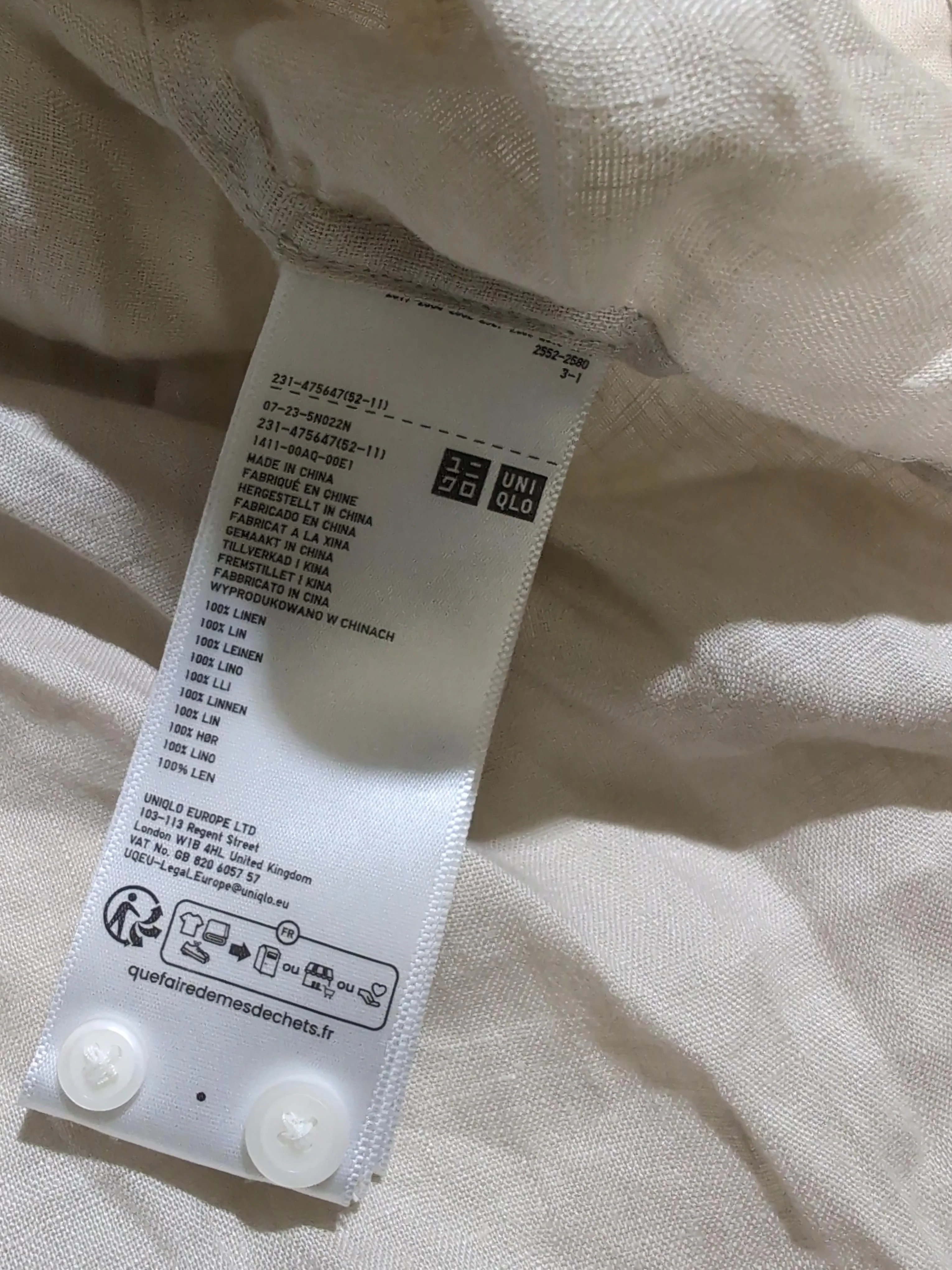 Uniqlo Women's Shirt S Cream 100% Linen Long Sleeve Collared Basic - Image 6