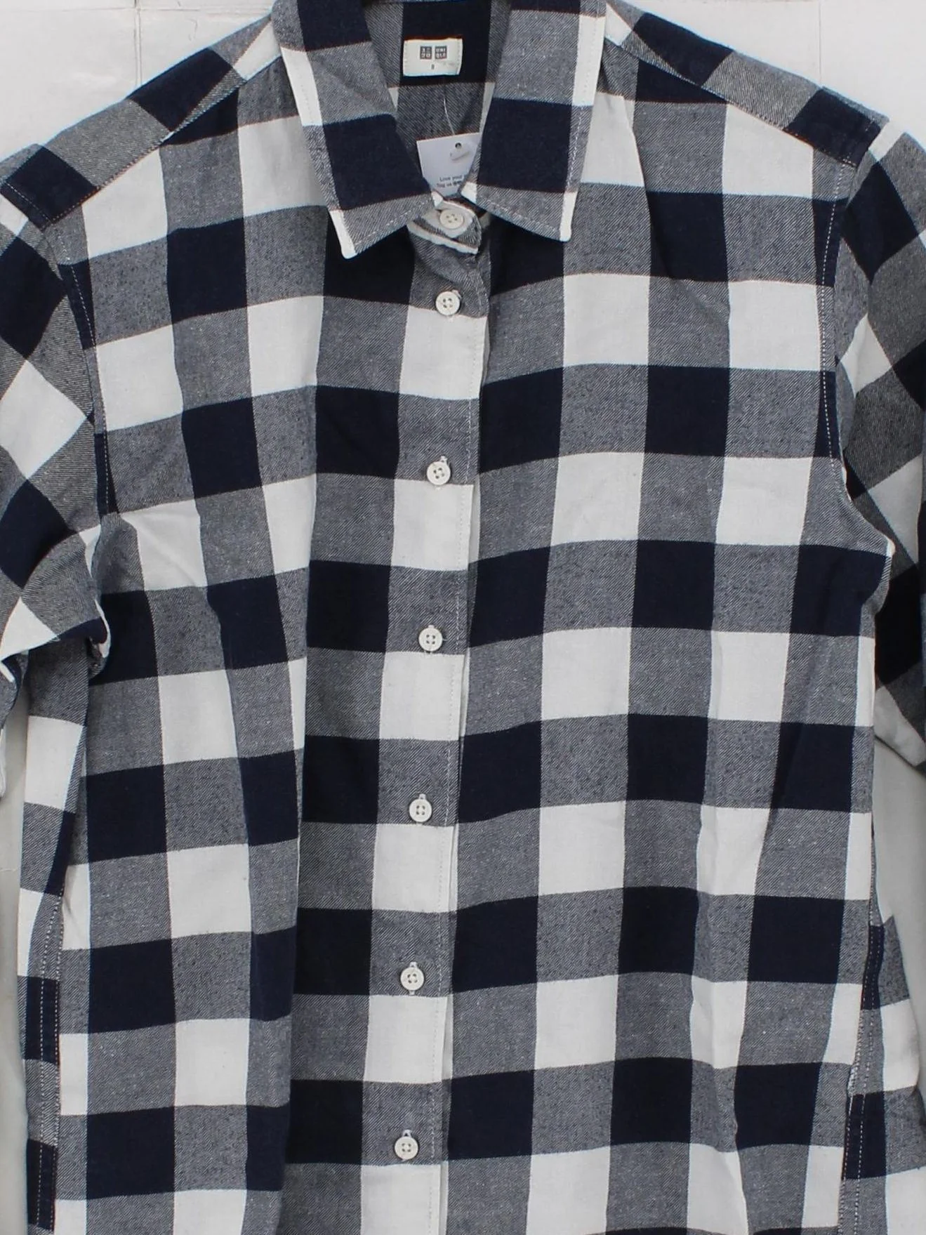 Uniqlo Women's Shirt S Multi Checkered 100% Cotton Long Sleeve Collared Basic - Image 3