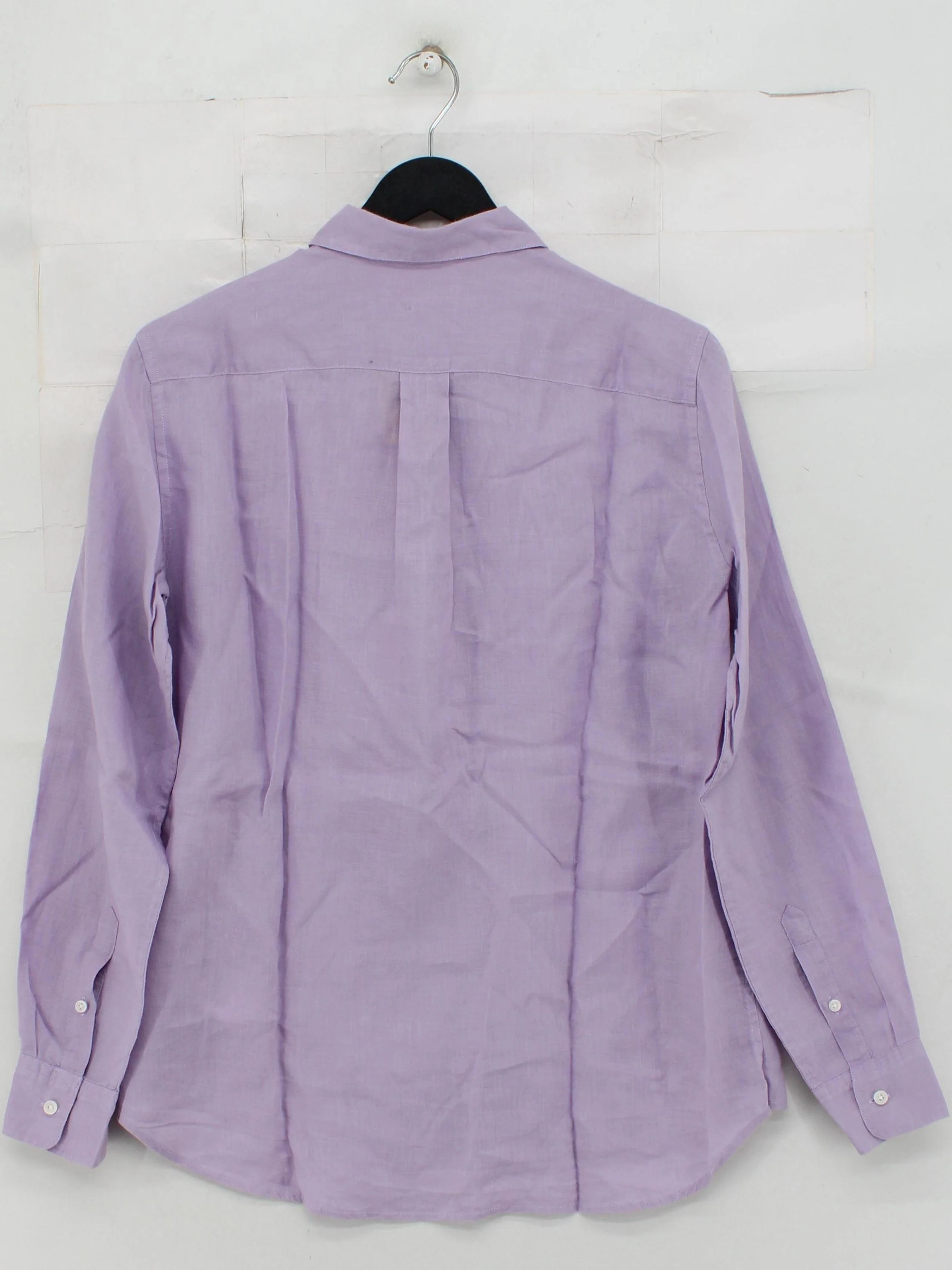 Uniqlo Women's Shirt S Purple 100% Linen Long Sleeve Collared Basic - Image 2