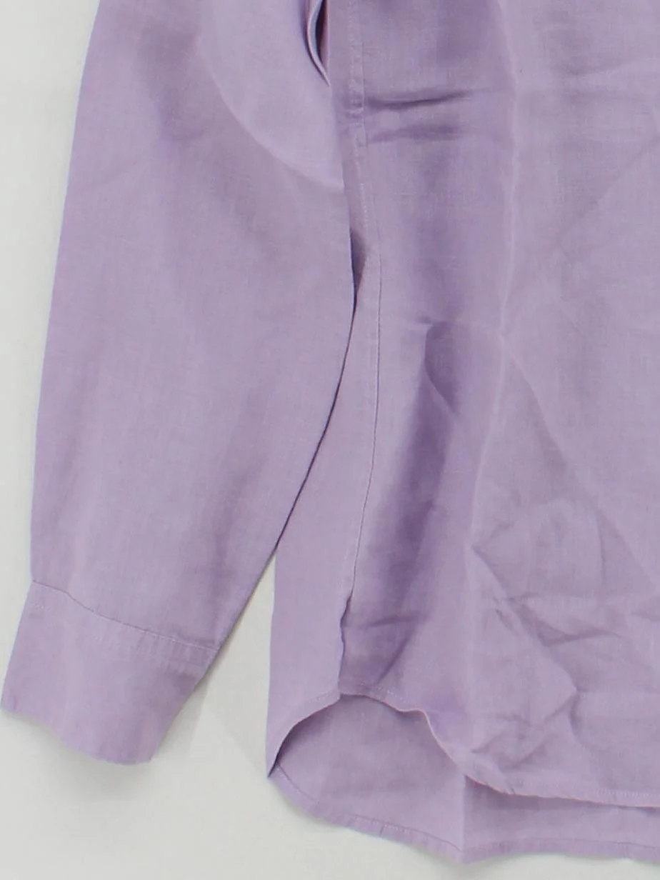 Uniqlo Women's Shirt S Purple 100% Linen Long Sleeve Collared Basic - Image 4